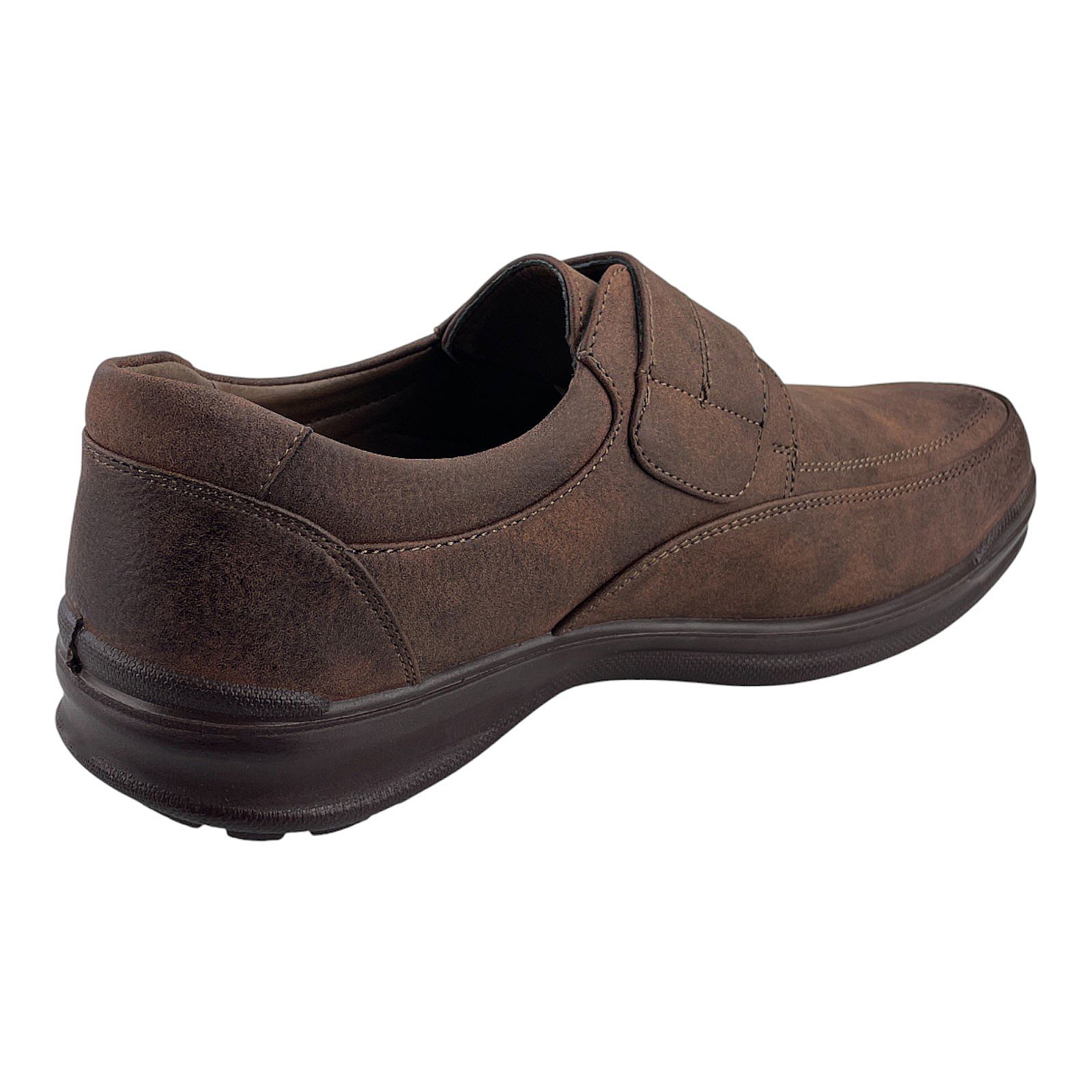 Herren Halbschuhe Klettverschluss Slipper Mokassins Schlupfschuhe Schuhe Neu Braun EUR 42