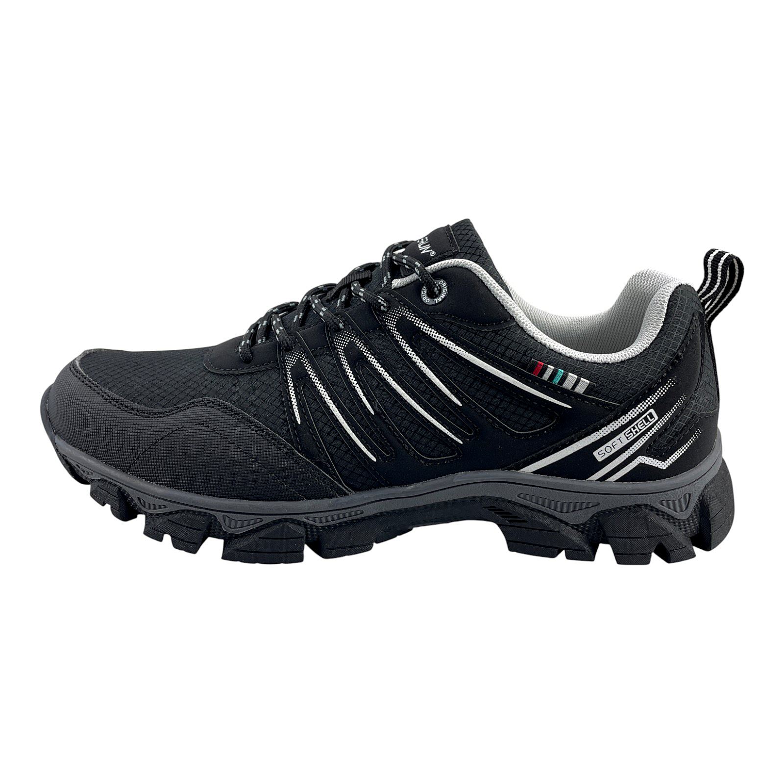 Herren Sneaker Trekkingschuh Outdoor Wanderschuh Sportschuhe Freizeit Schnürer Schwarz Weiß 46