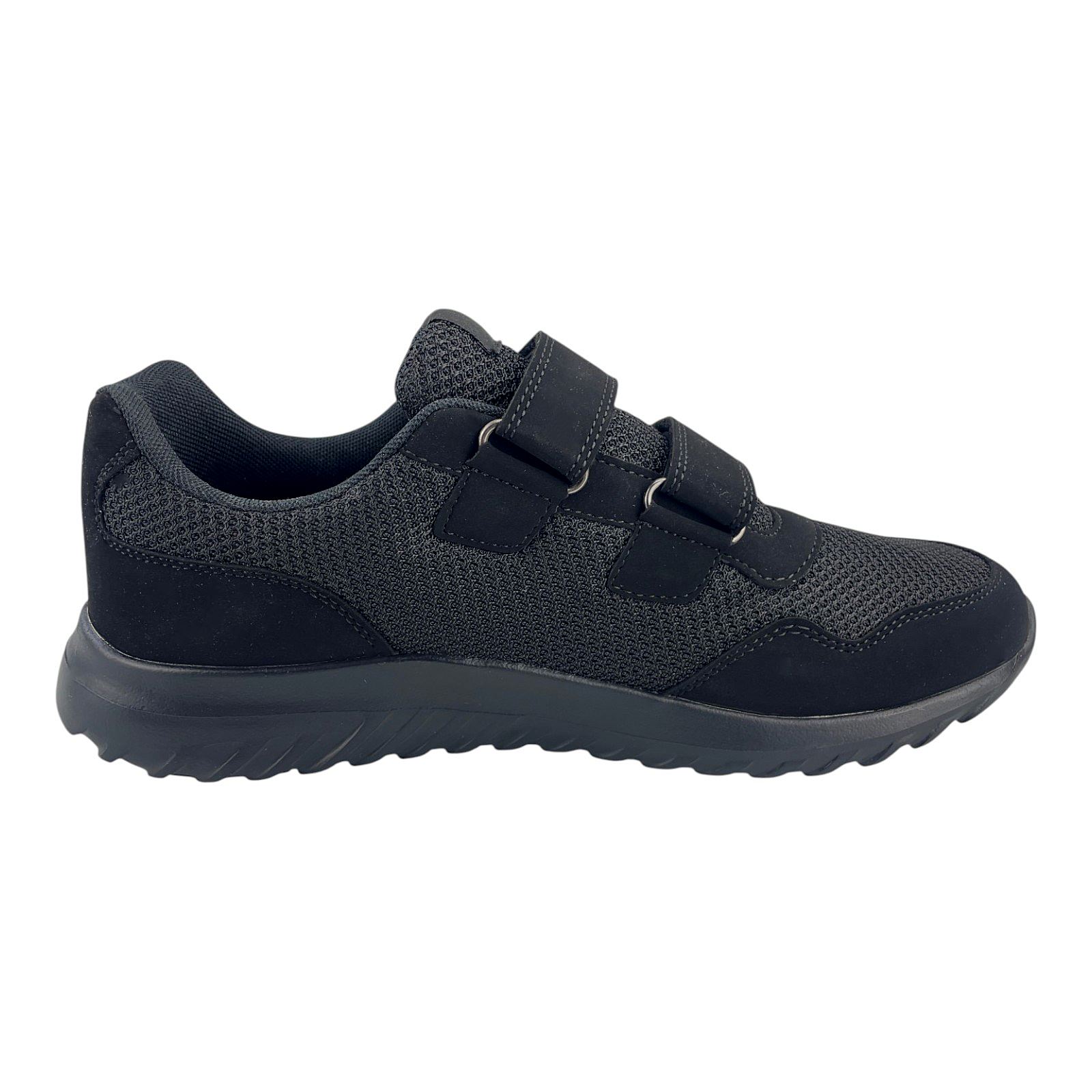 Herren Sneaker Klettverschluss Textil Sportschuhe Freizeit Leicht Turnschuhe NEU Schwarz 41