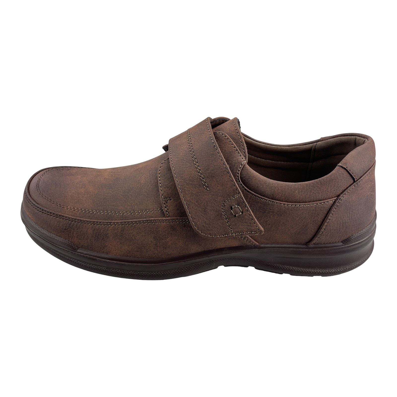 Herren Halbschuhe Klettverschluss Slipper Mokassins Schlupfschuhe Schuhe Neu Braun EUR 42