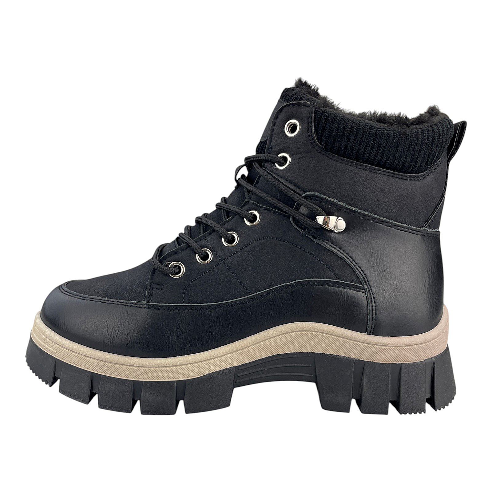 Damen Stiefeletten Boots Stiefel Booty Gefütterte Winterschuhe Schuhe Warmfutter