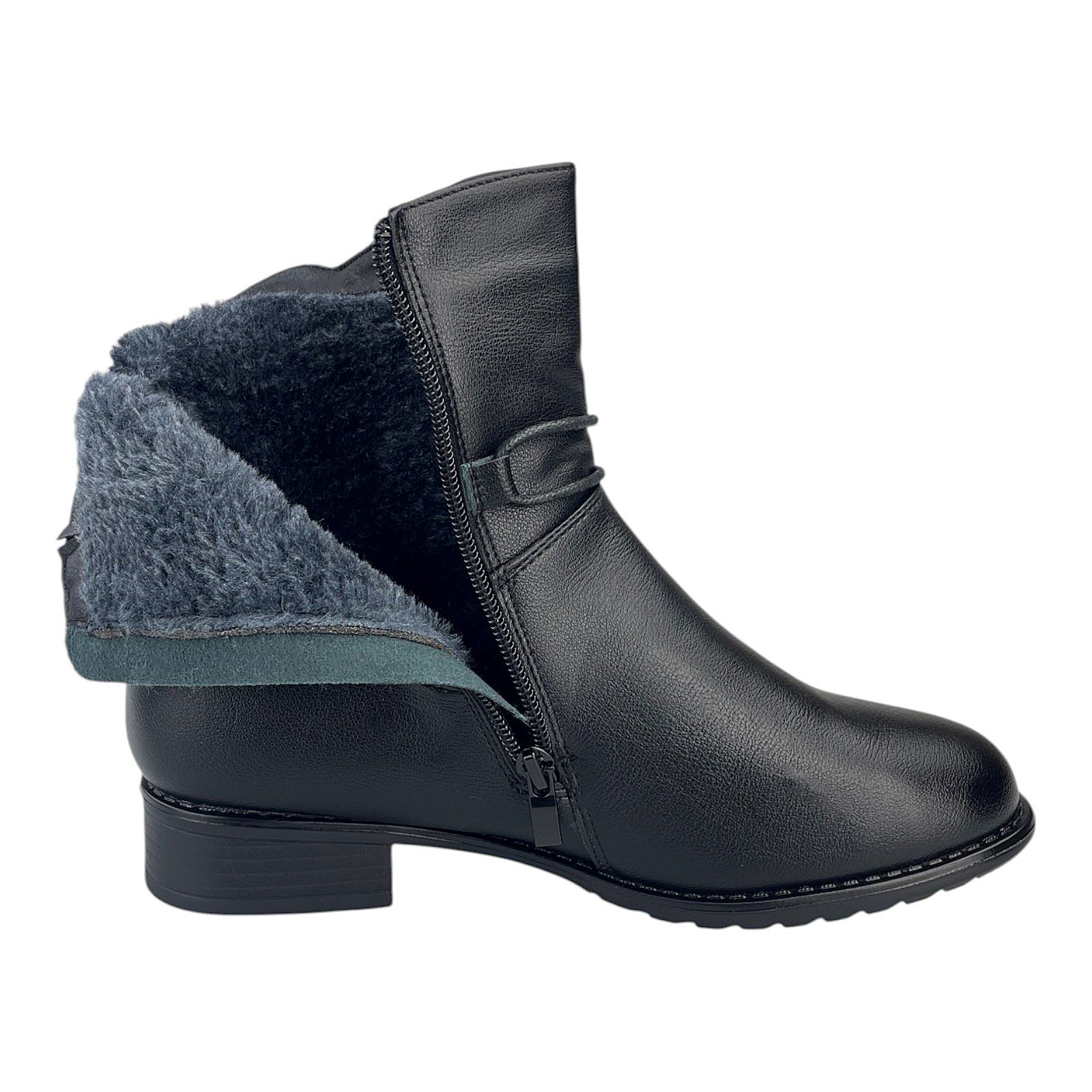 Damen Stiefel Boots Winterstiefel Gefüttert Blockabsatz Profilsohle Leder-Optik