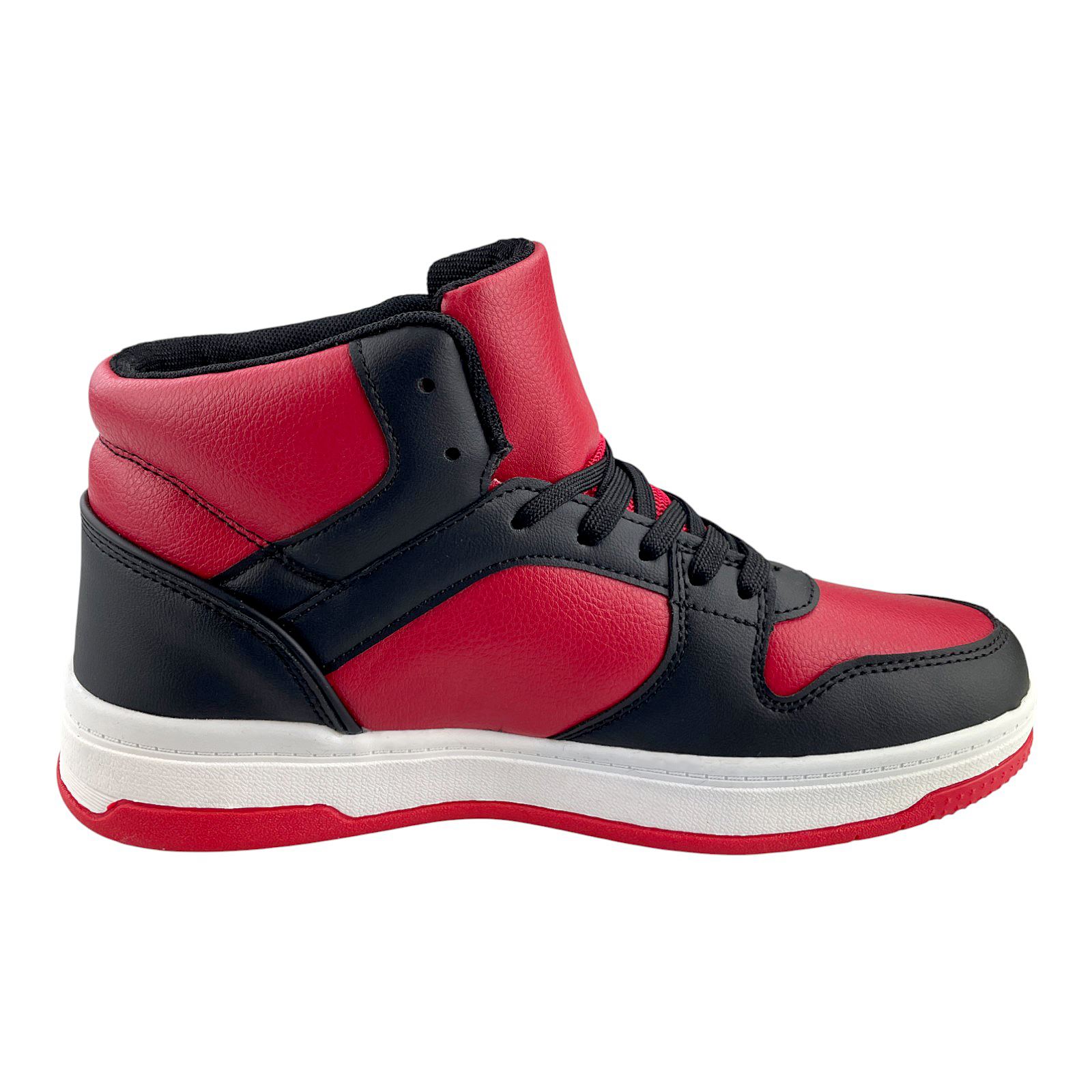 Herren Damen Sneaker High Top Sport Schnürer Basketball Wintersneaker Schuhe Schwarz Rot 46