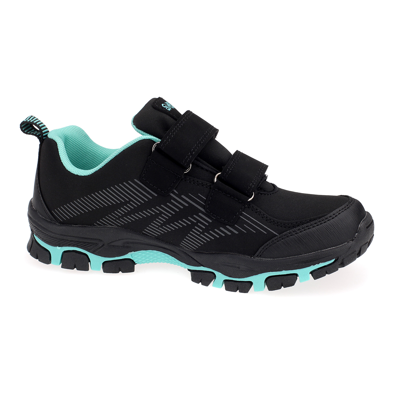 Kinder Sneaker mit Klettverschluss Schwarz Türkis 7116