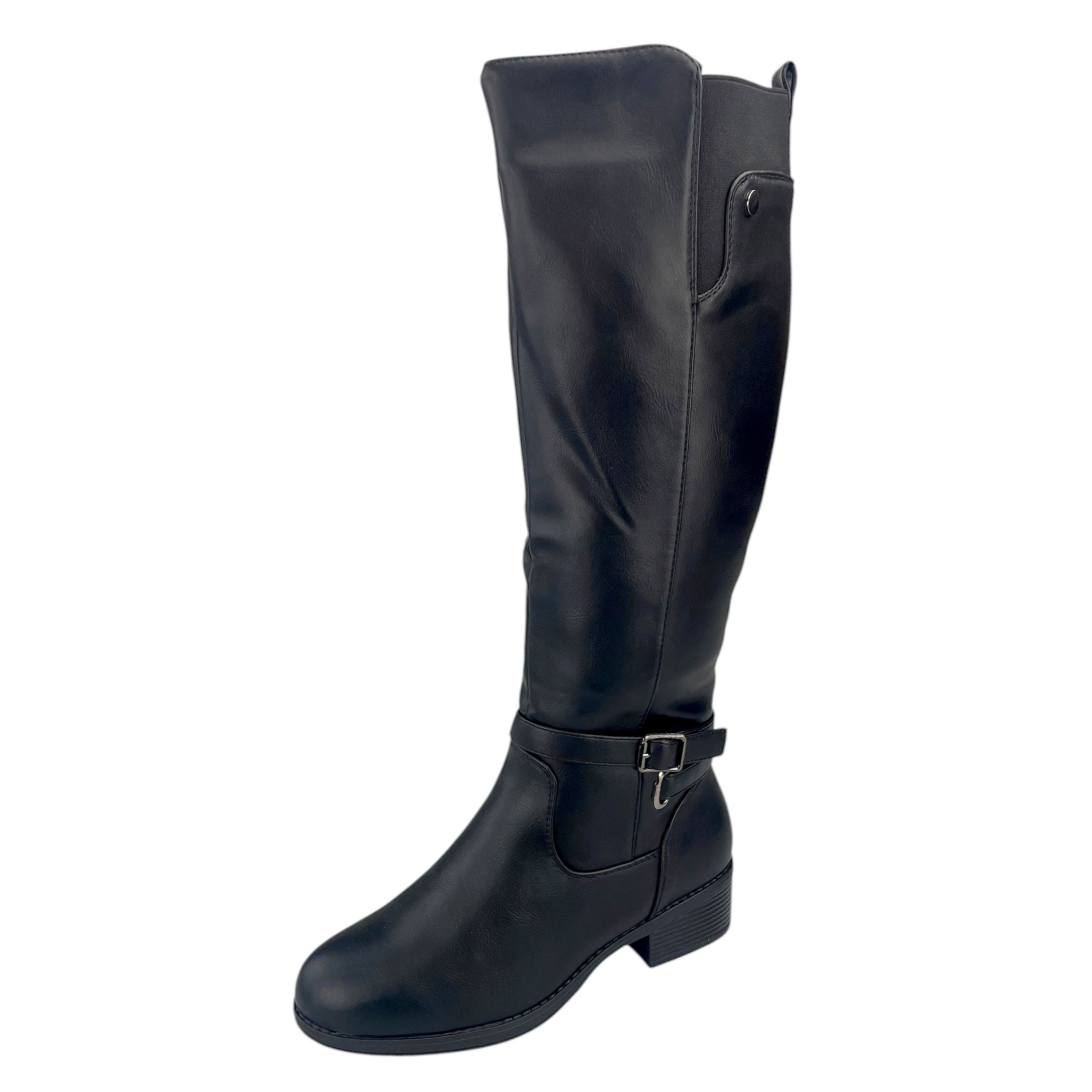 Damen Stiefel Boots Winterstiefel Gefüttert Blockabsatz Profilsohle Leder-Optik