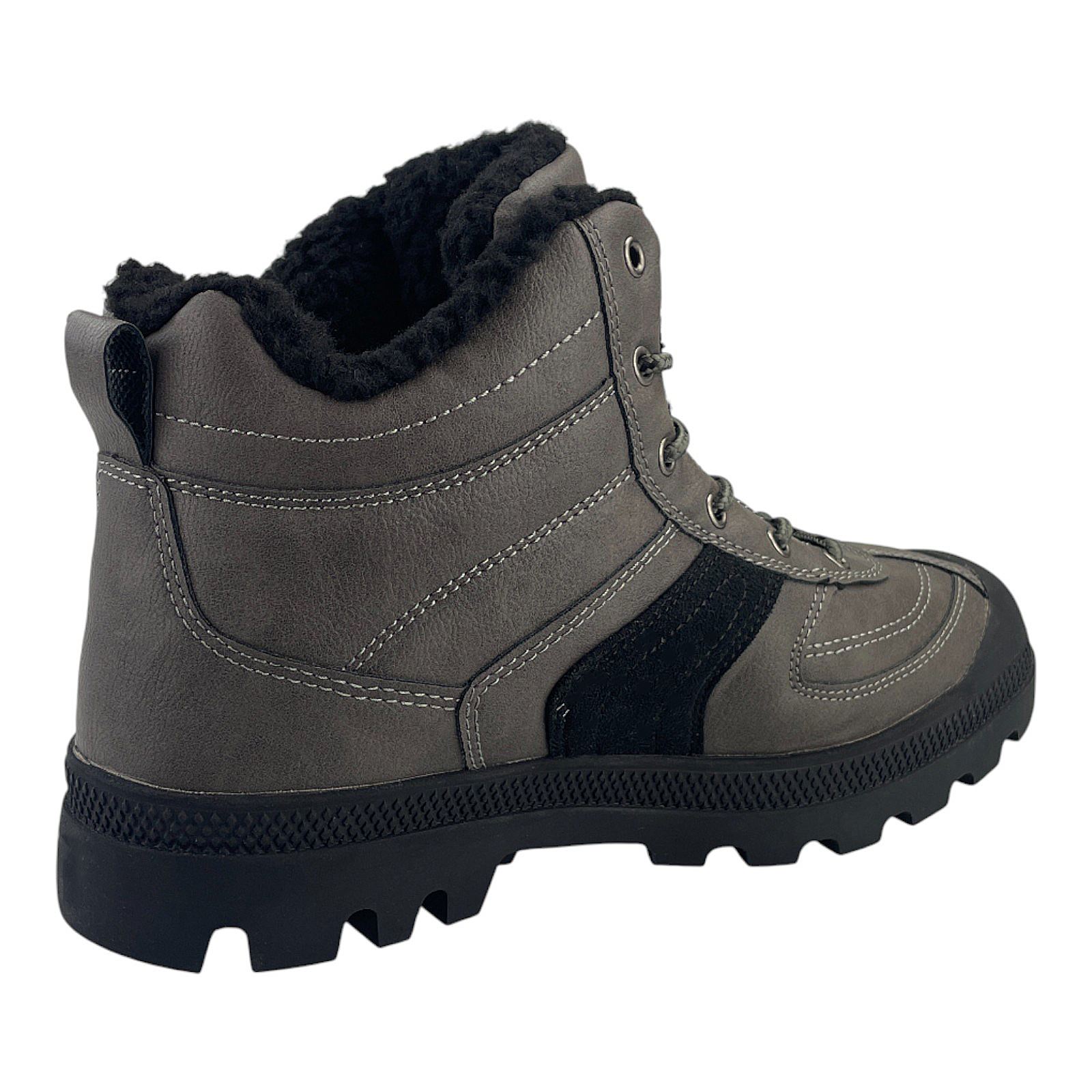 Herren Stiefel Wanderschuhe Wasserfest Warmfutter Outdoor Boots Trekkingschuhe  Dunkelgrau 41