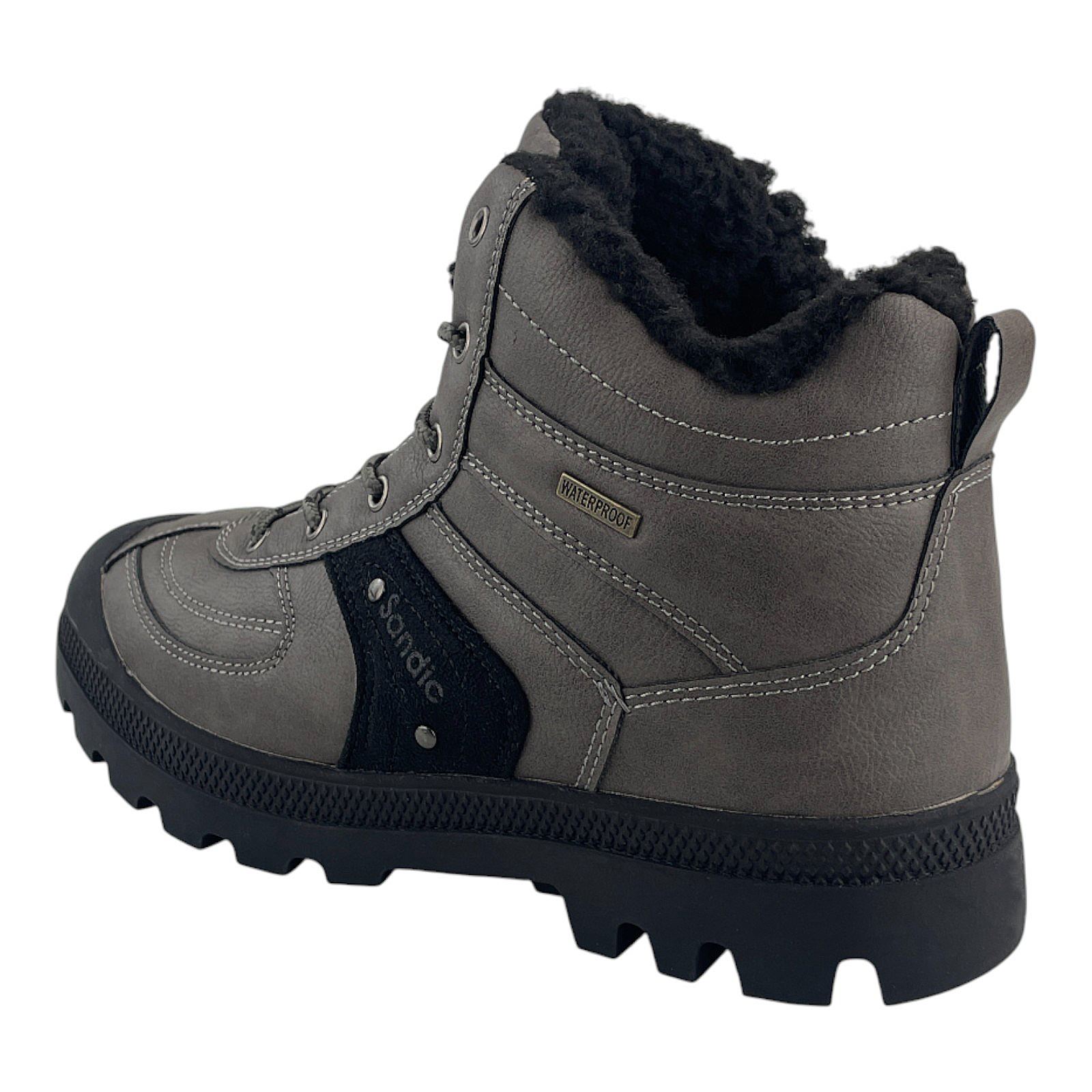Herren Stiefel Wanderschuhe Wasserfest Warmfutter Outdoor Boots Trekkingschuhe  Dunkelgrau 45