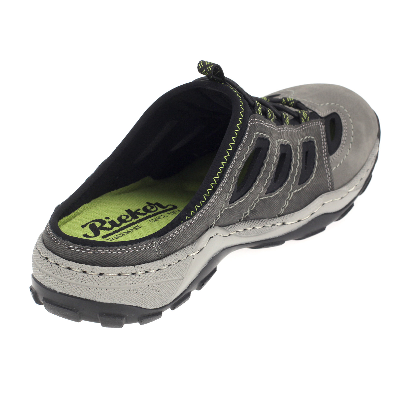 Rieker Herren Clogs Pantoletten Slipper Flach Sandale Latschen Grau 08096-40 Rieker Herren Clogs Pantoletten Slipper Flach Sandale Latschen Grau 08096-40