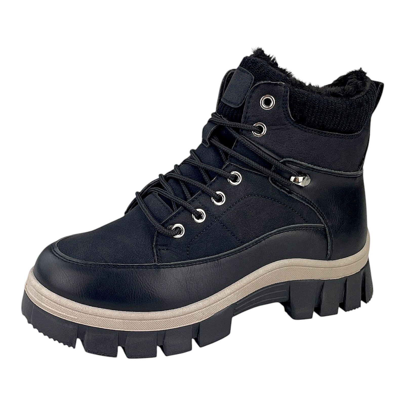 Damen Stiefeletten Boots Stiefel Booty Gefütterte Winterschuhe Schuhe Warmfutter