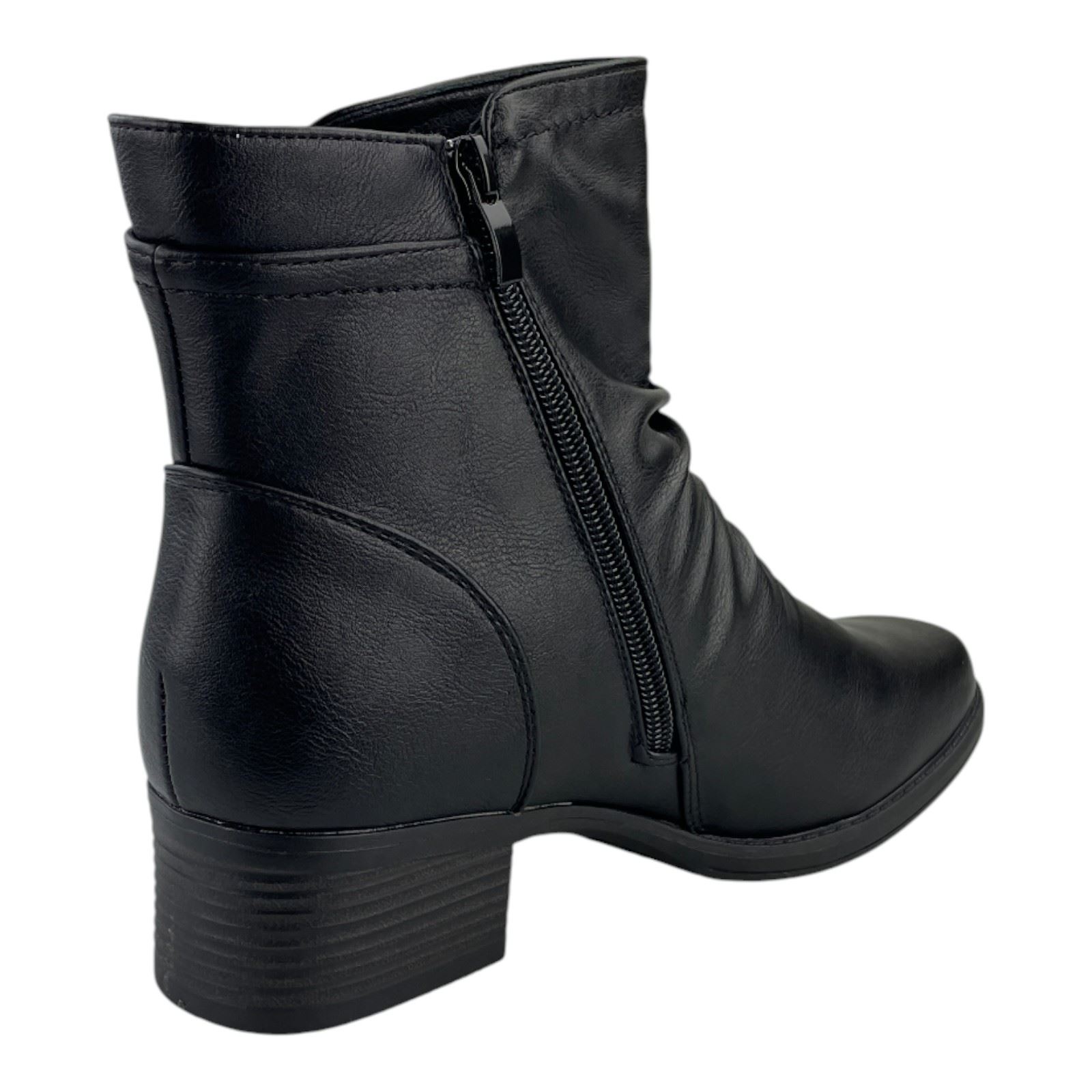 Damen Stiefel Boots Winterstiefel Gefüttert Blockabsatz Stiefeletten Leder-Optik Schwarz 39
