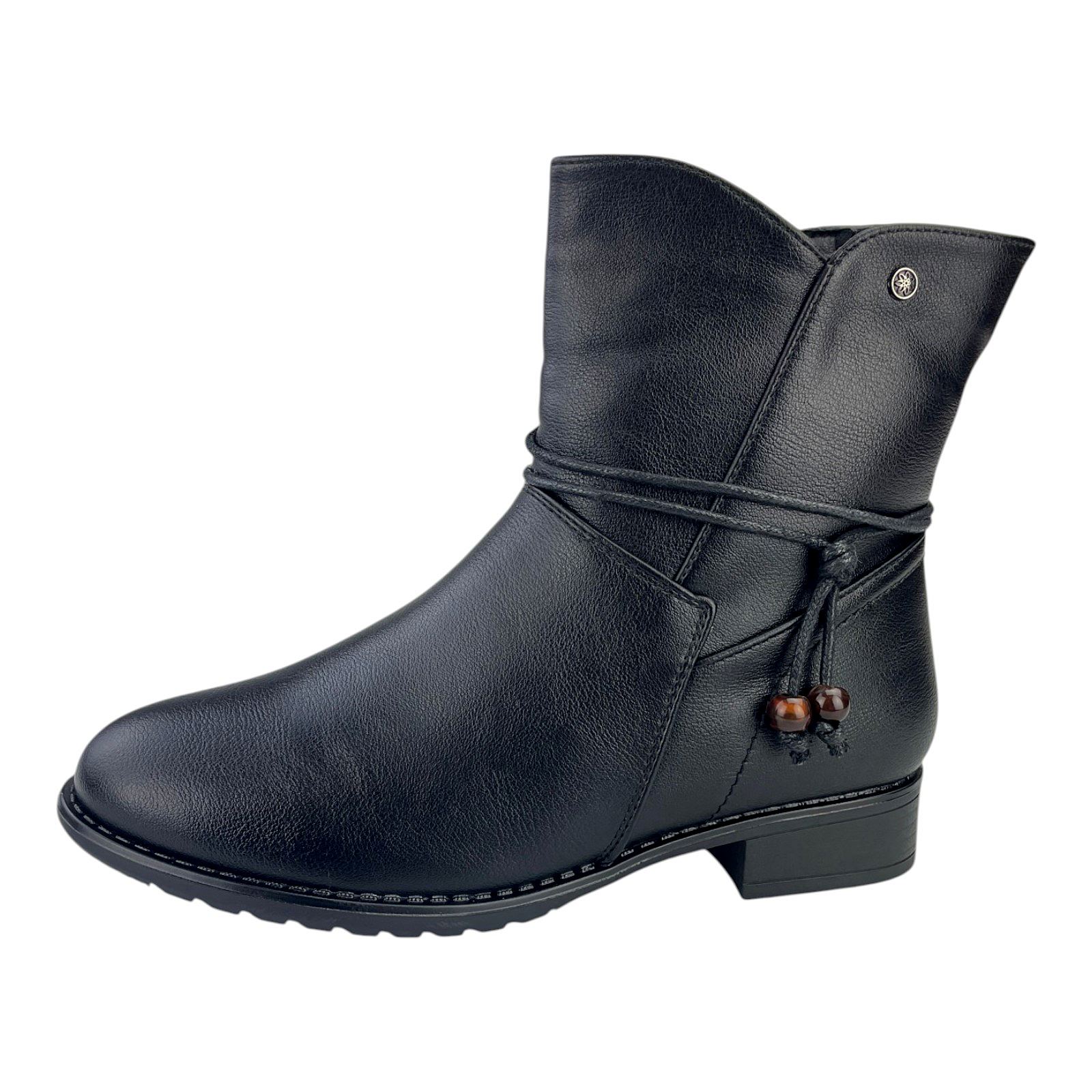 Damen Stiefel Boots Winterstiefel Gefüttert Blockabsatz Profilsohle Leder-Optik