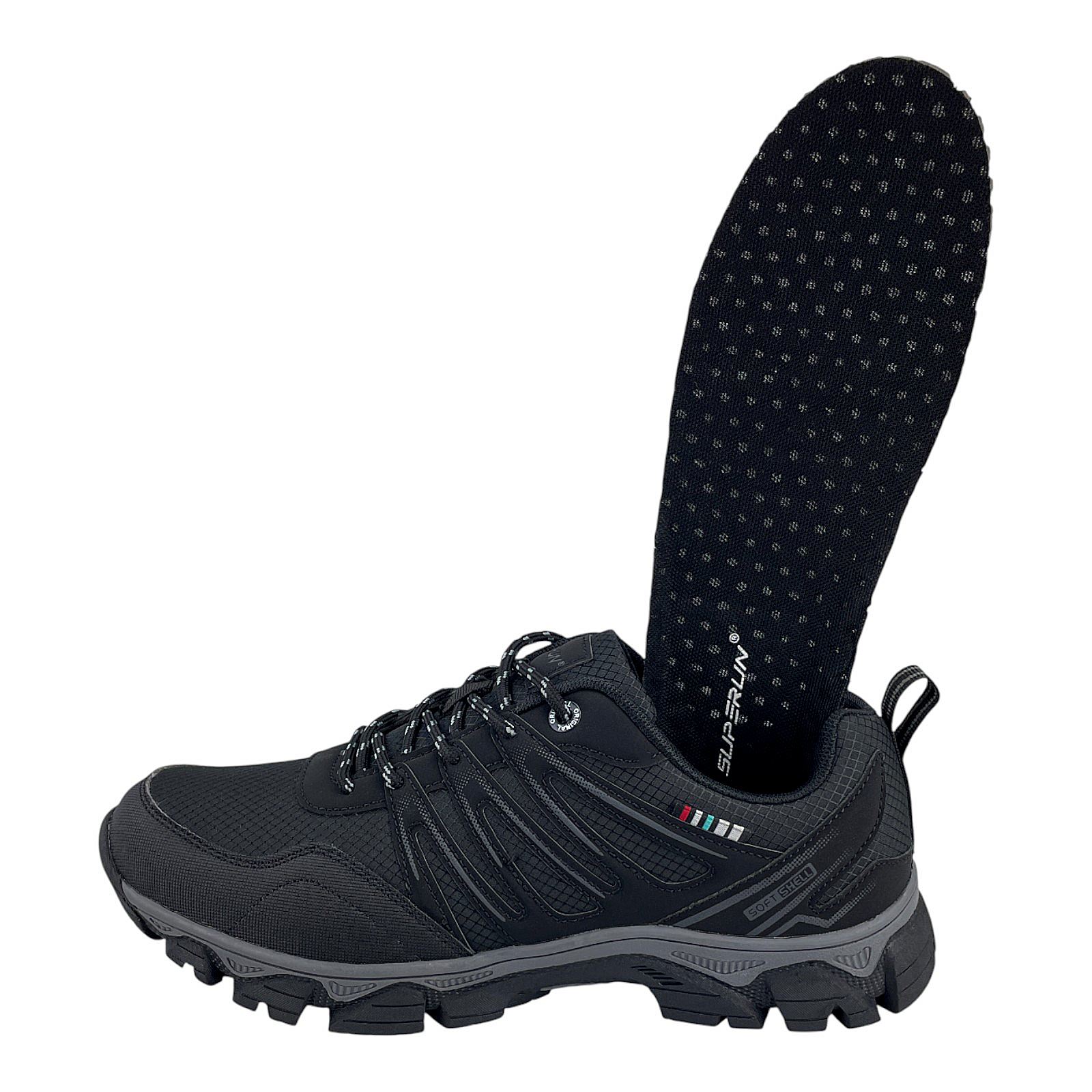 Herren Sneaker Trekkingschuh Outdoor Wanderschuh Sportschuhe Freizeit Schnürer Schwarz 47