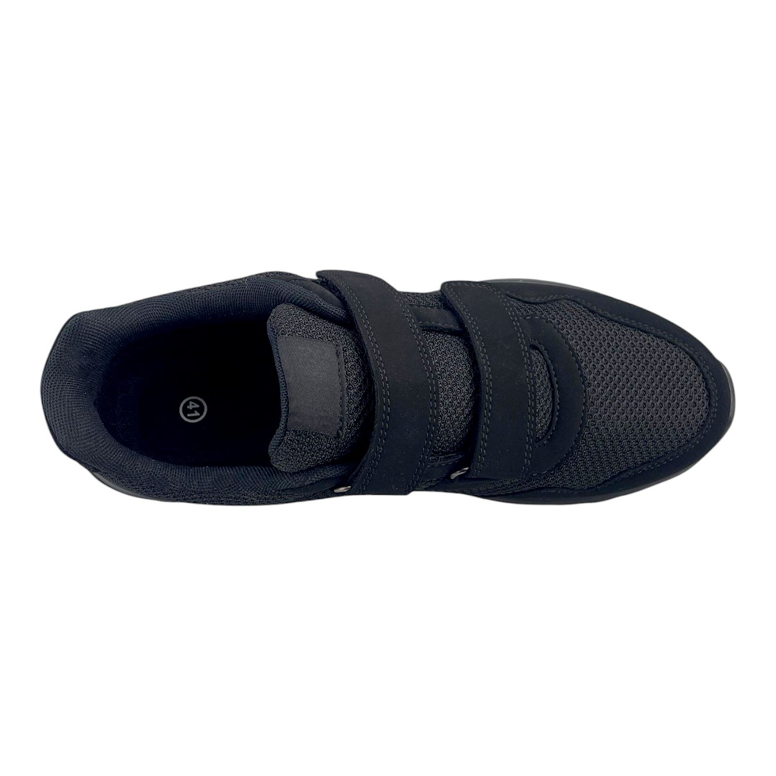 Herren Sneaker Klettverschluss Textil Sportschuhe Freizeit Leicht Turnschuhe NEU Schwarz 44