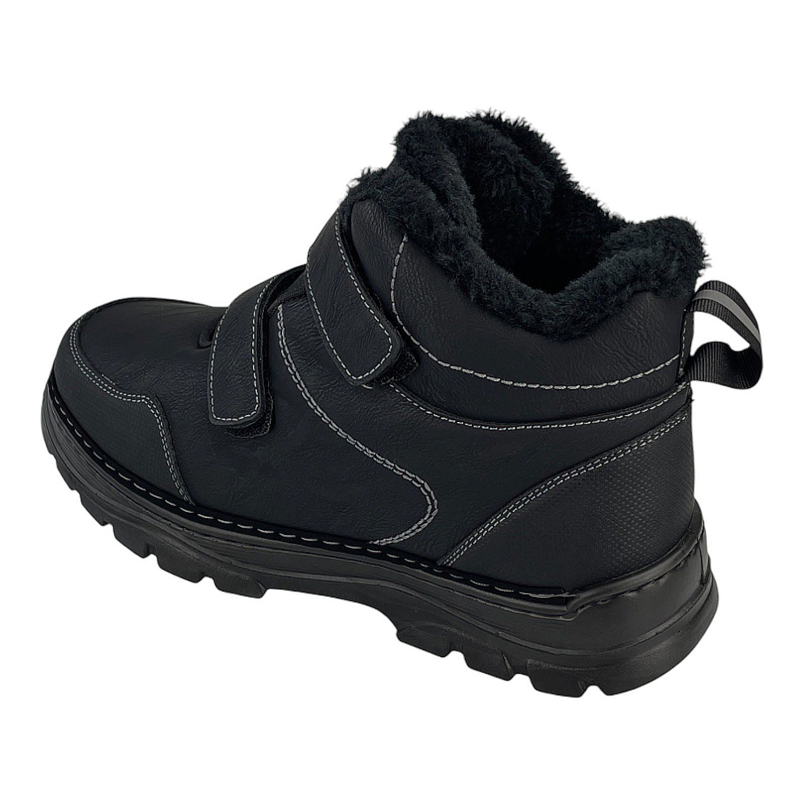Herren Stiefel Boots Stiefeletten Winterstiefel Warmfutter Klettverschluss 3278 Schwarz 41
