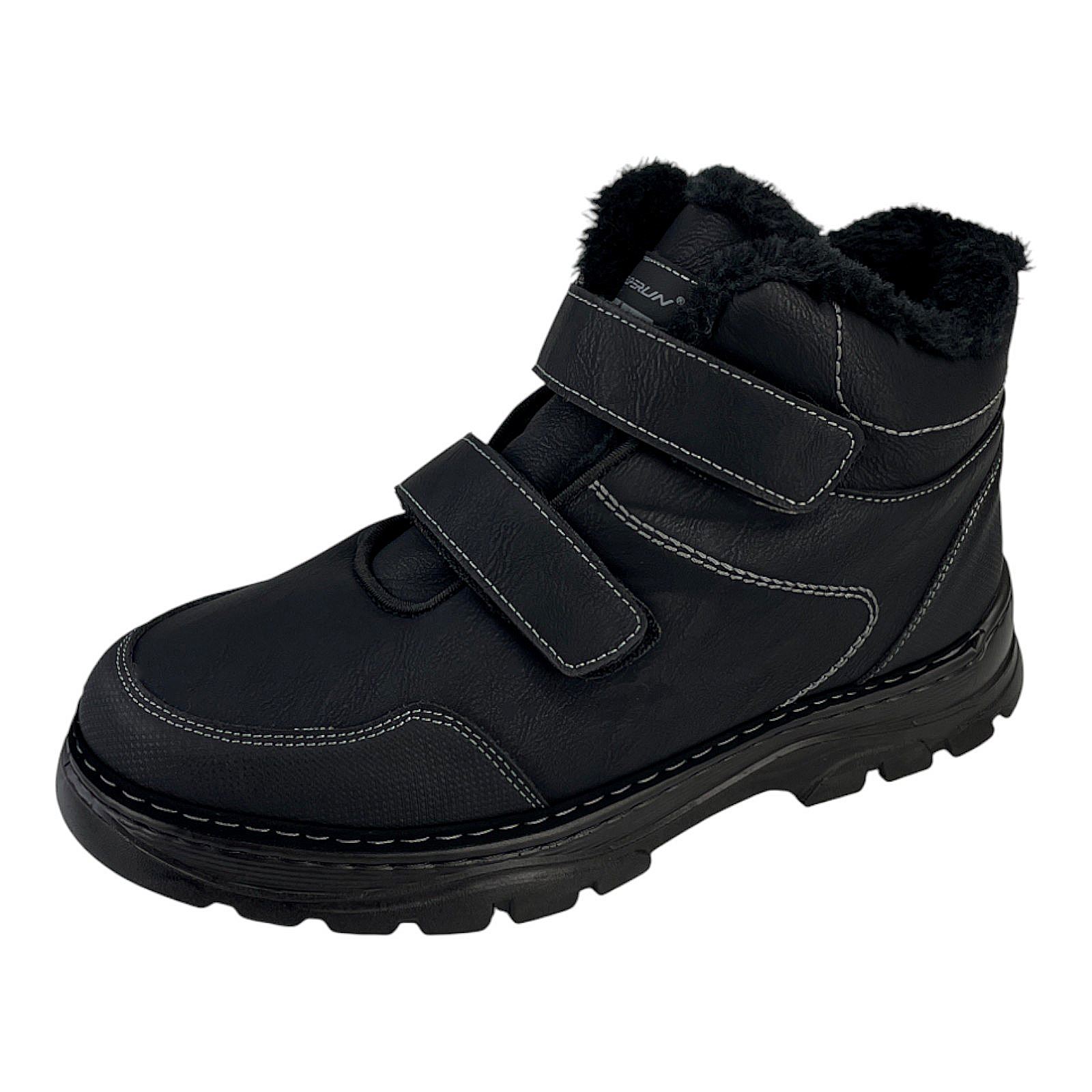 Herren Stiefel Boots Stiefeletten Winterstiefel Warmfutter Klettverschluss 3278 Schwarz 41