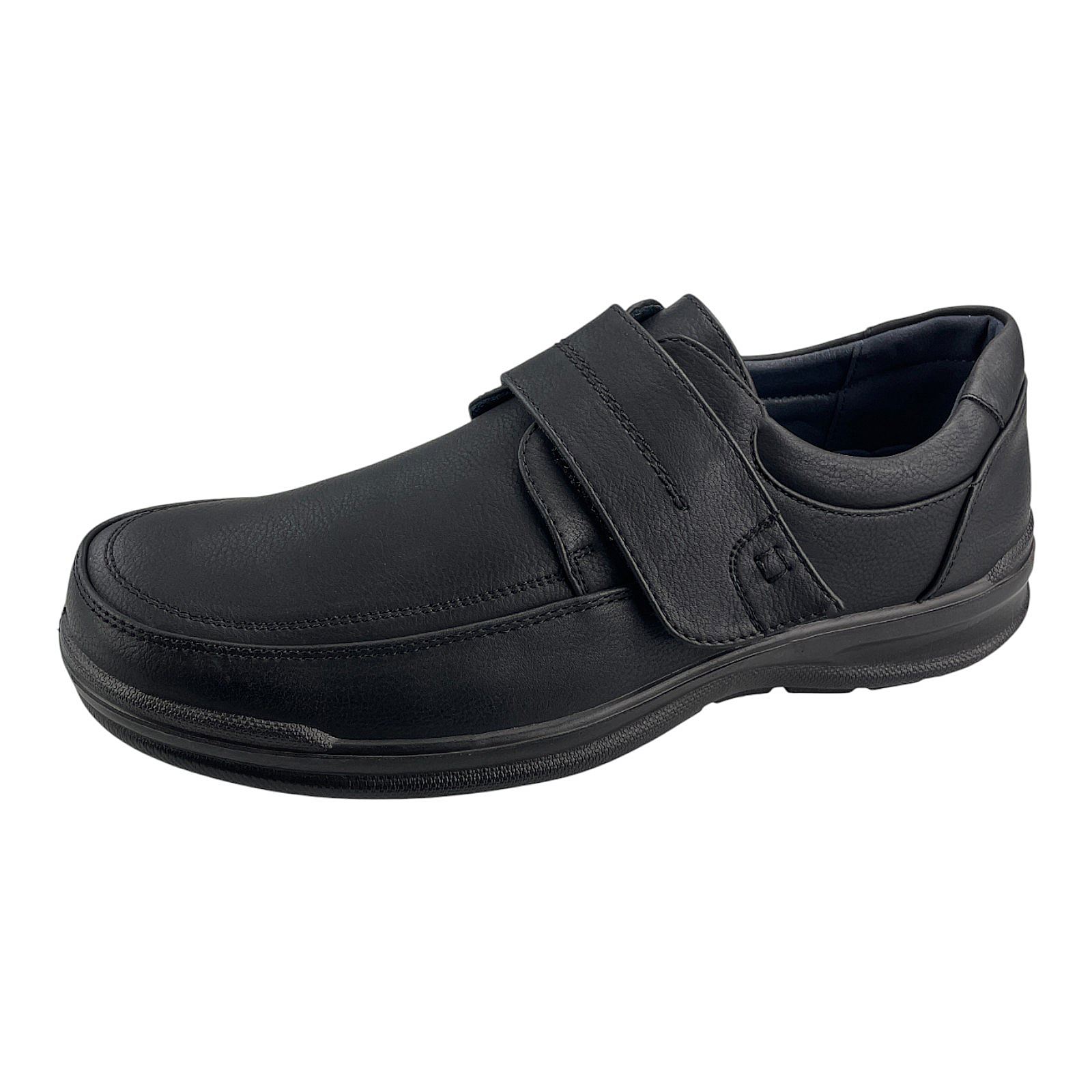 Herren Halbschuhe Klettverschluss Slipper Mokassins Schlupfschuhe Schuhe Neu Schwarz EUR 43