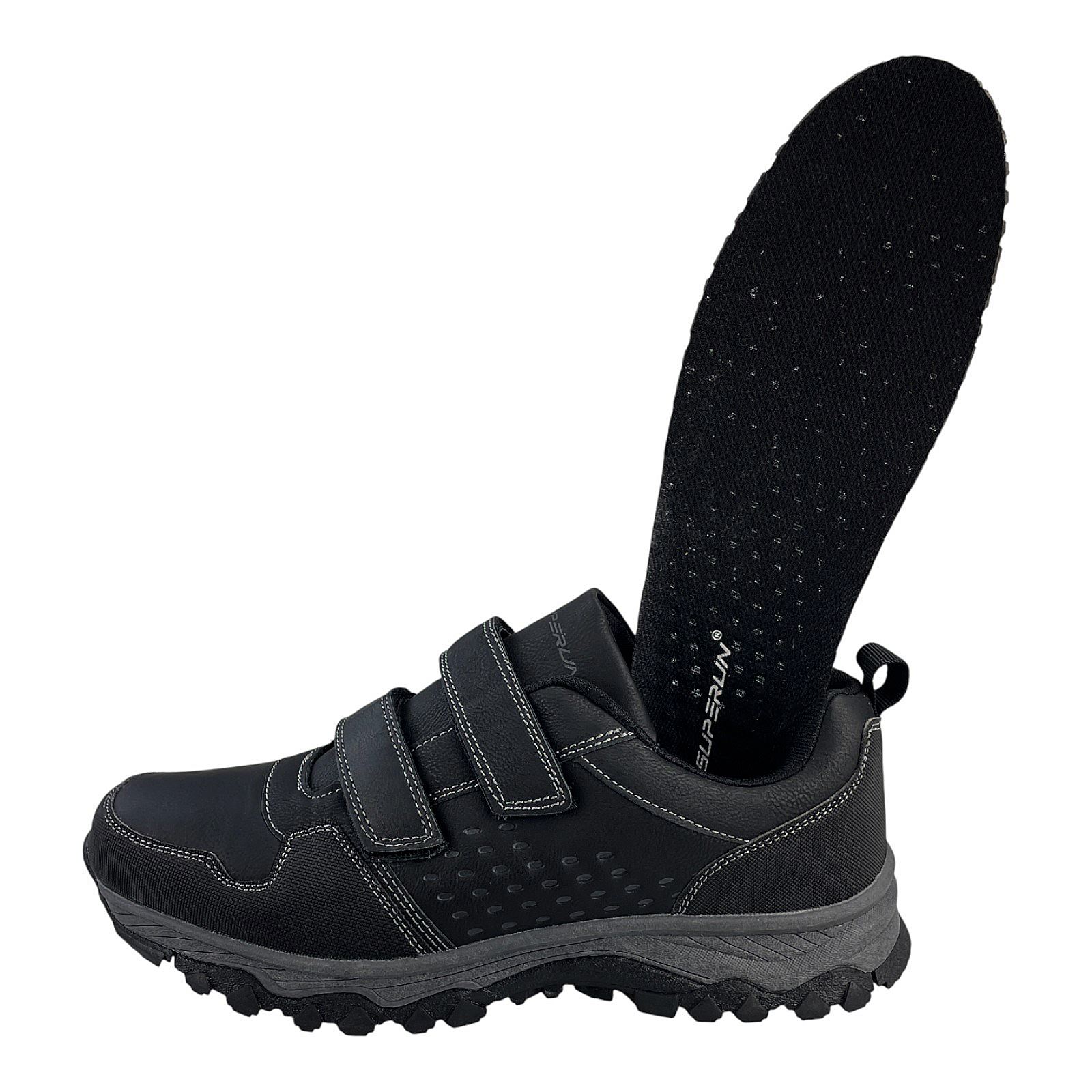 Herren Halbschuhe Trekkingschuhe Outdoor Klettverschluss Schuhe Profilsohle 8673 Schwarz 44