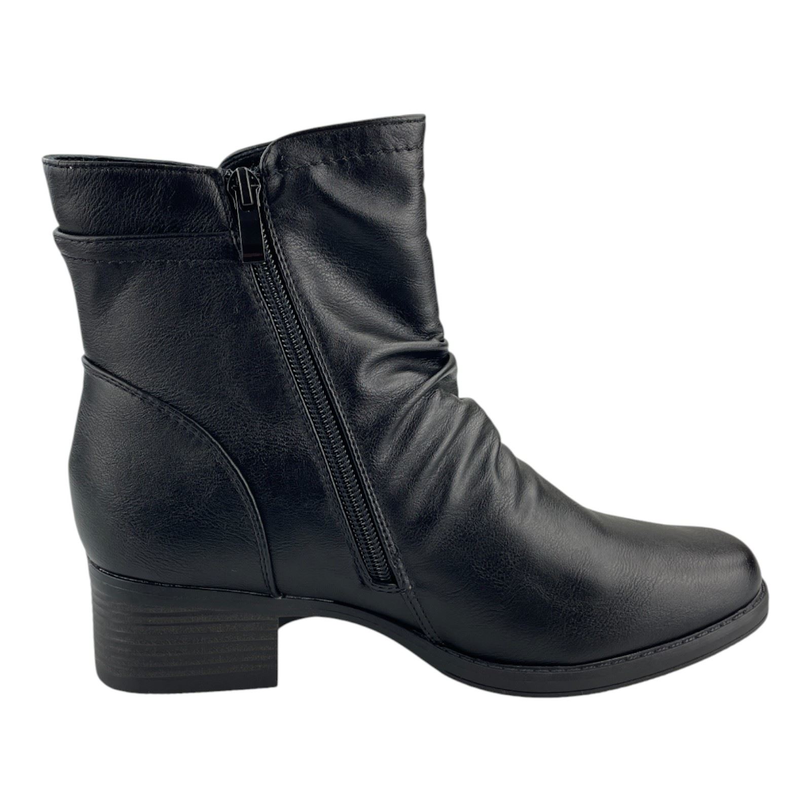 Damen Stiefel Boots Winterstiefel Gefüttert Blockabsatz Stiefeletten Leder-Optik Schwarz 39