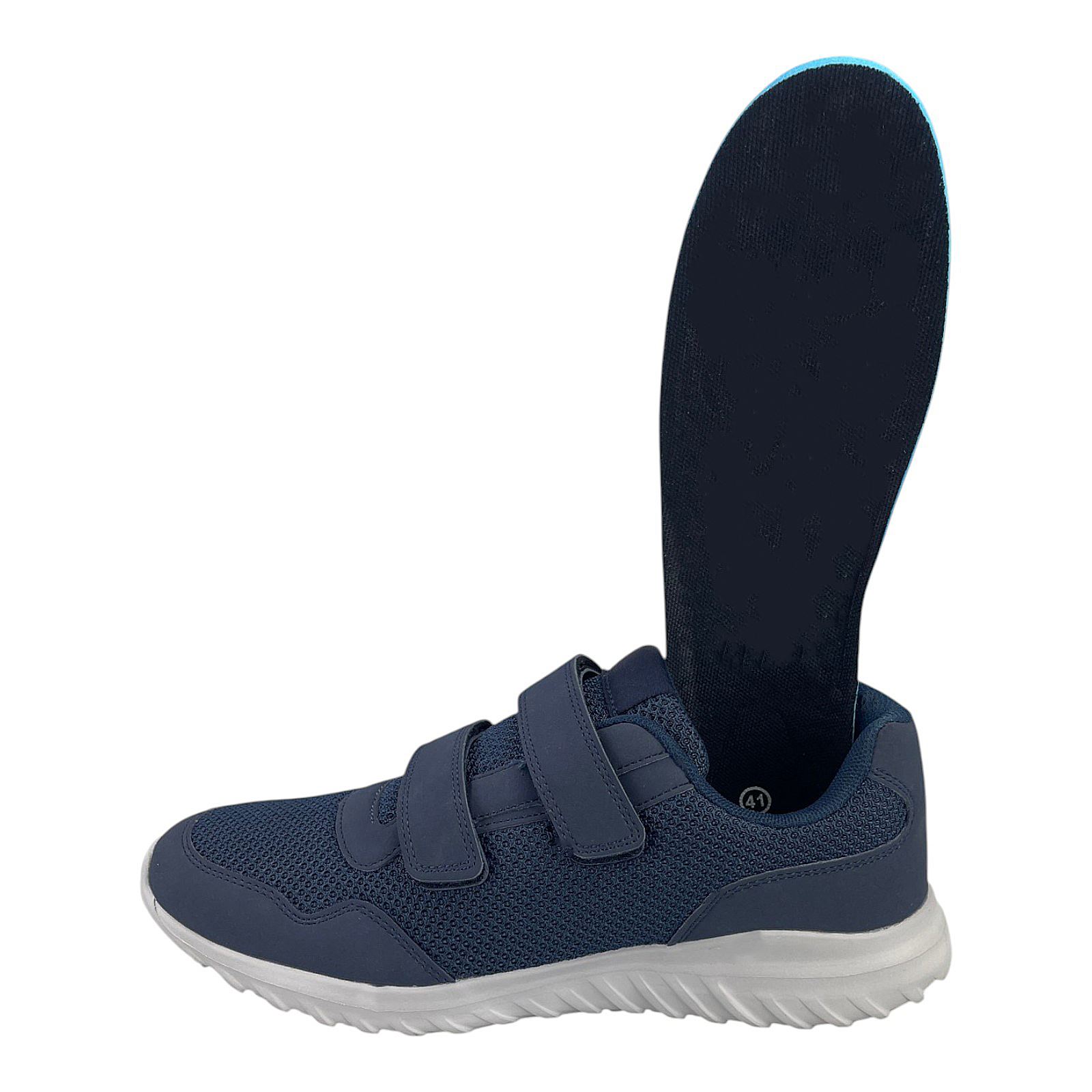 Herren Sneaker Klettverschluss Textil Sportschuhe Freizeit Leicht Turnschuhe NEU Blau 42