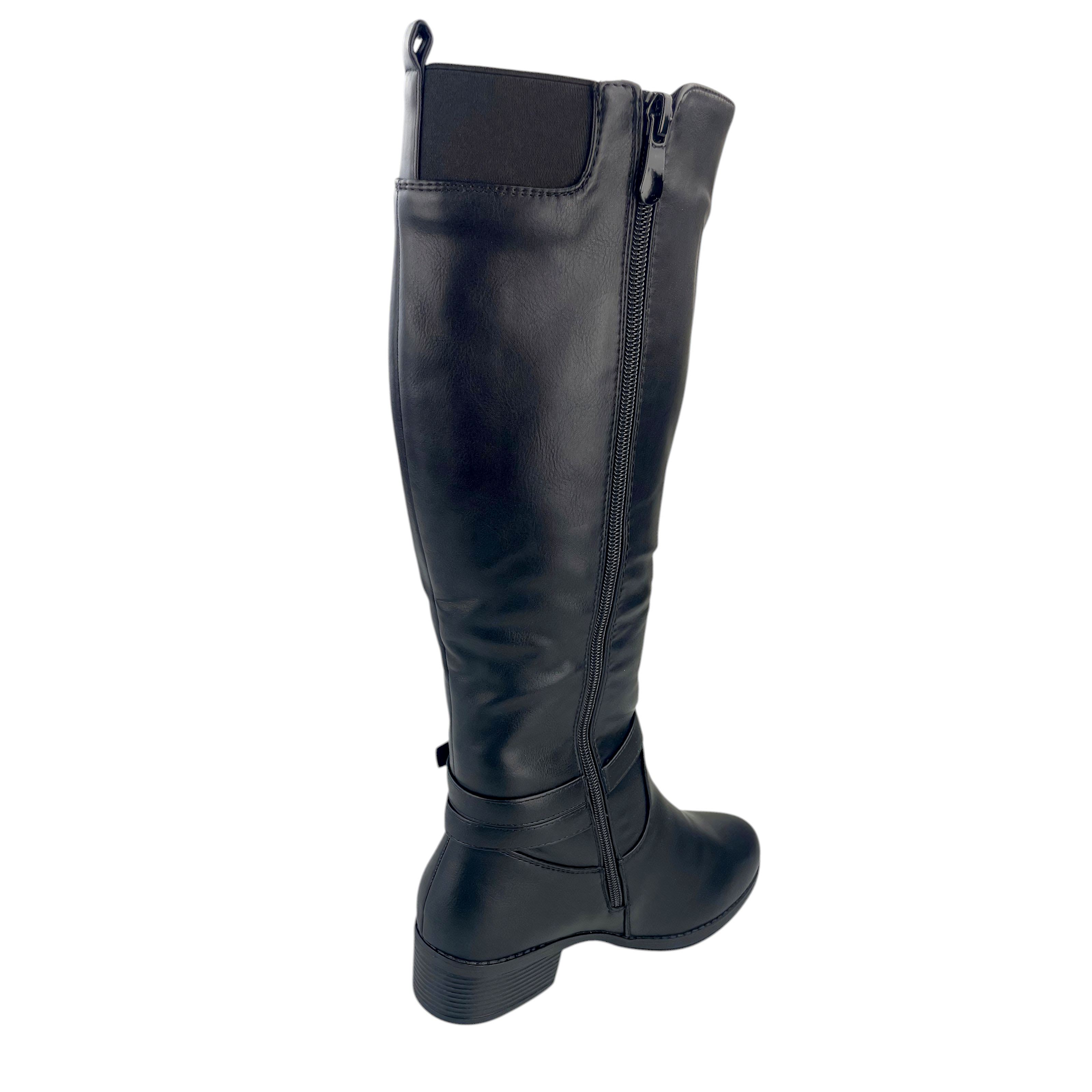 Damen Stiefel Boots Winterstiefel Gefüttert Blockabsatz Profilsohle Leder-Optik