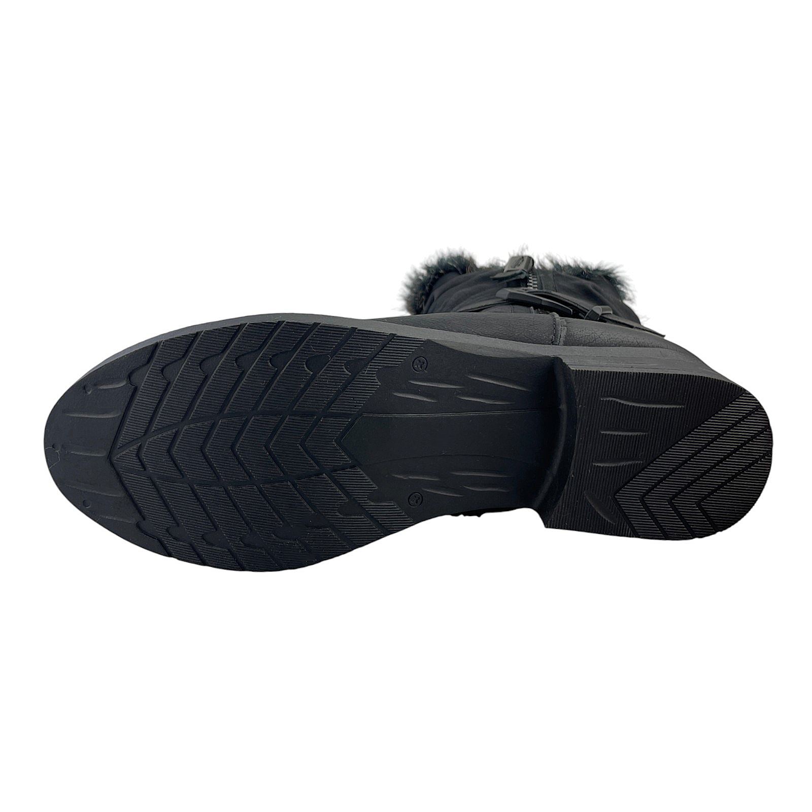 Damen Stiefel Boots Winterstiefel Gefüttert Blockabsatz Stiefelette Leder-Optik  Schwarz 40