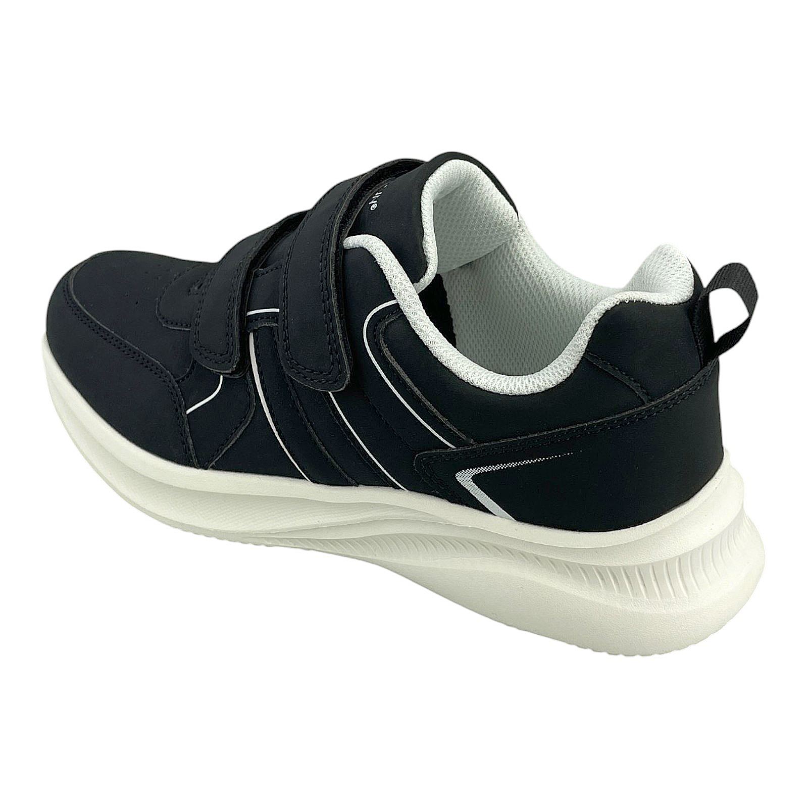 Herren Sneaker Klettverschluss Sportschuhe Freizeitschuhe Leicht Turnschuhe Neu Schwarz Weiß 42