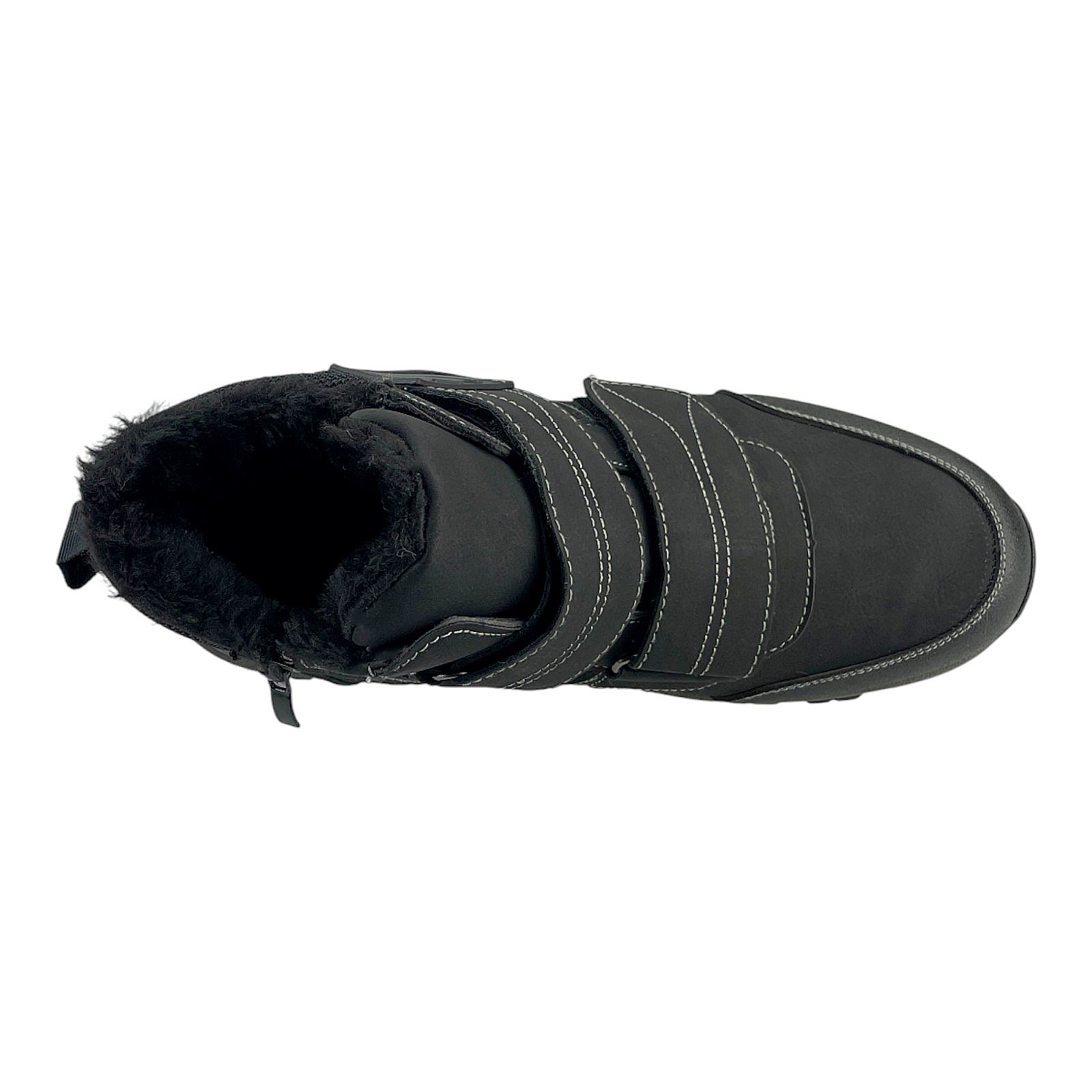 Herren Stiefel Klett Boots Stiefeletten Winterstiefel Warmfutter Klettverschluss Schwarz 44