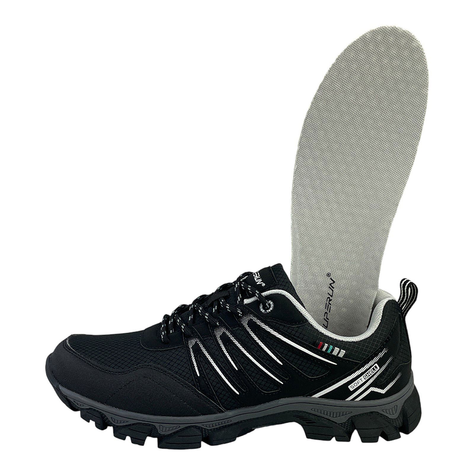 Herren Sneaker Trekkingschuh Outdoor Wanderschuh Sportschuhe Freizeit Schnürer Schwarz Weiß 46