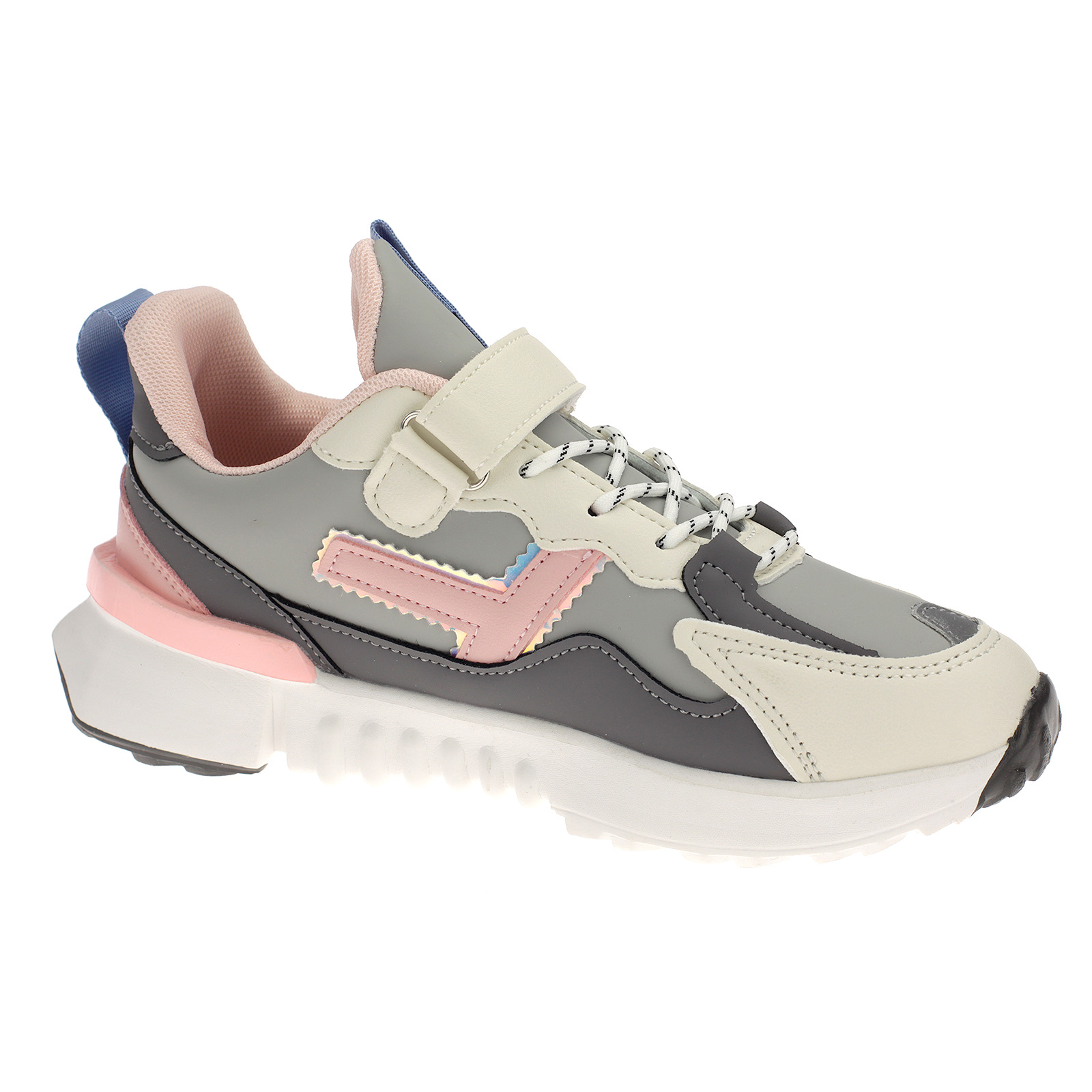 Kinderschuhe Sneaker mit Klettverschluss 4046 Pink Grau