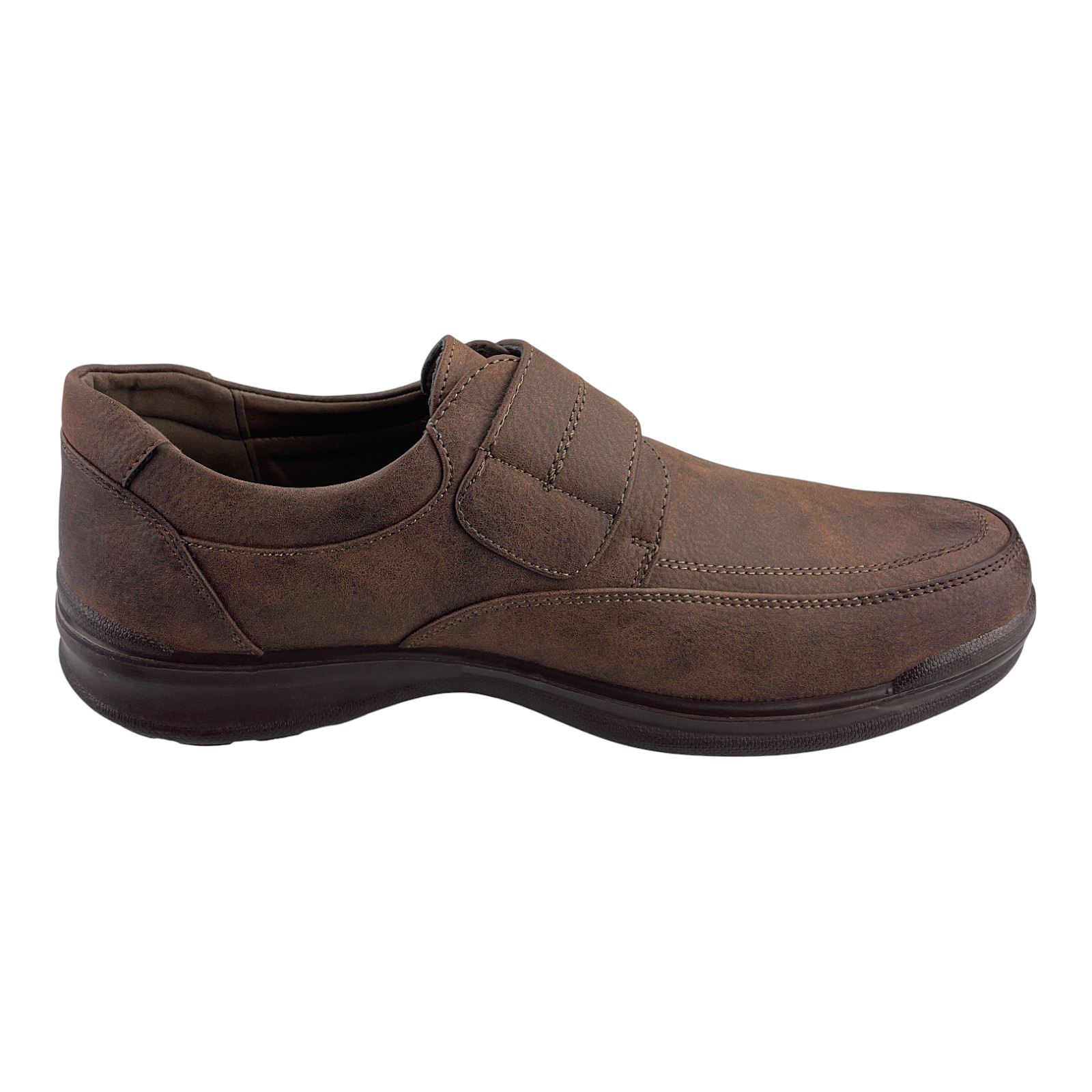 Herren Halbschuhe Klettverschluss Slipper Mokassins Schlupfschuhe Schuhe Neu Braun EUR 42