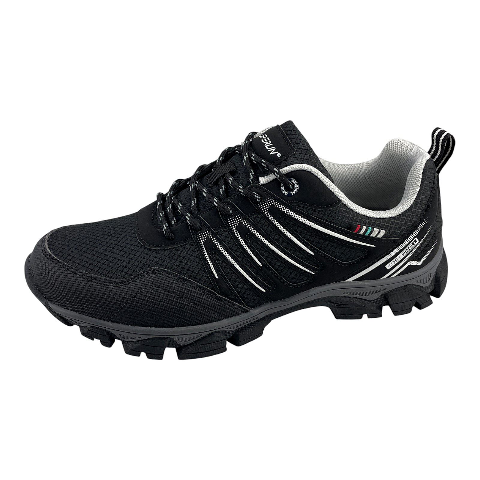 Herren Sneaker Trekkingschuh Outdoor Wanderschuh Sportschuhe Freizeit Schnürer Schwarz Weiß 46