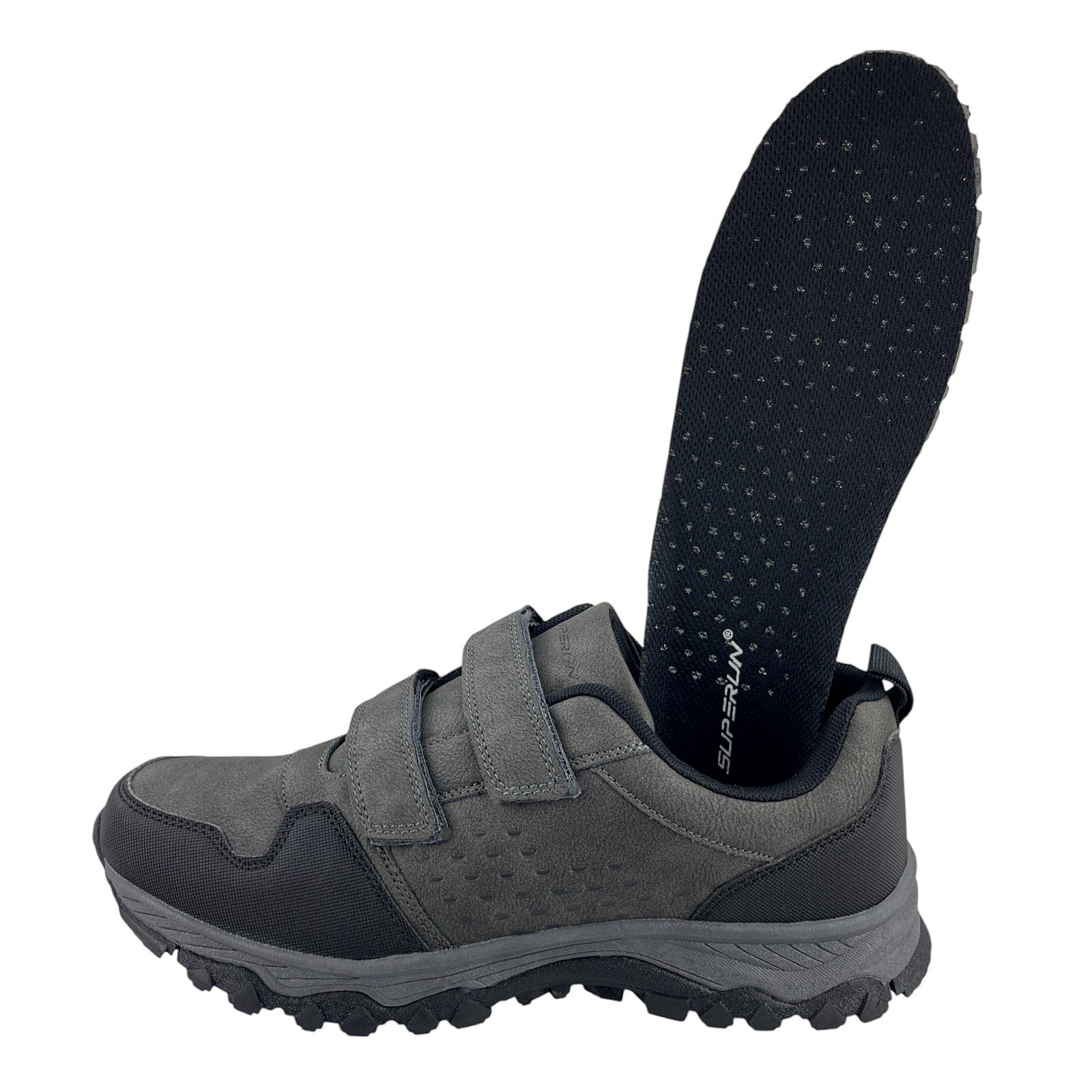 Herren Halbschuhe Trekkingschuhe Outdoor Klettverschluss Schuhe Profilsohle 8673 Grau 41