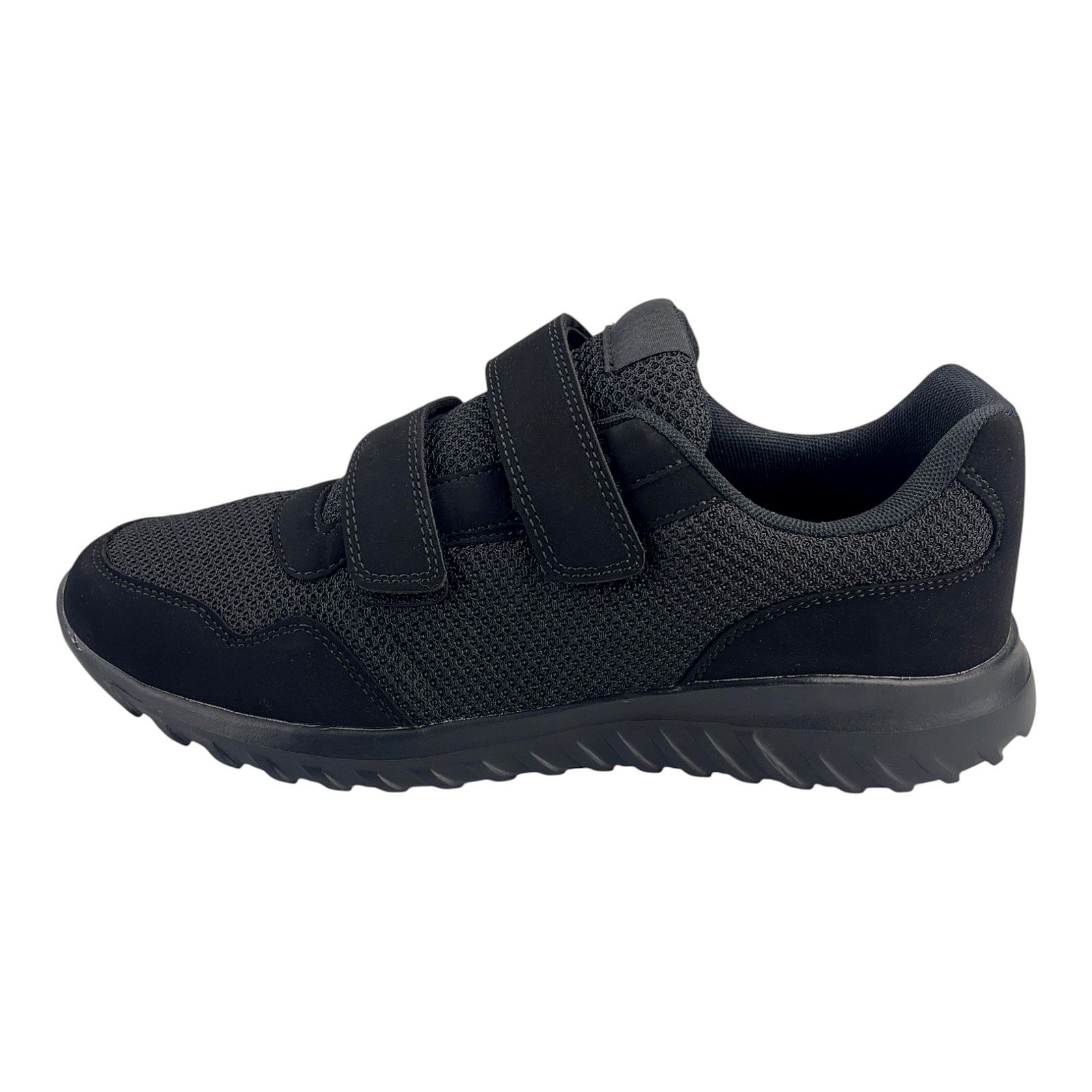Herren Sneaker Klettverschluss Textil Sportschuhe Freizeit Leicht Turnschuhe NEU Schwarz 41