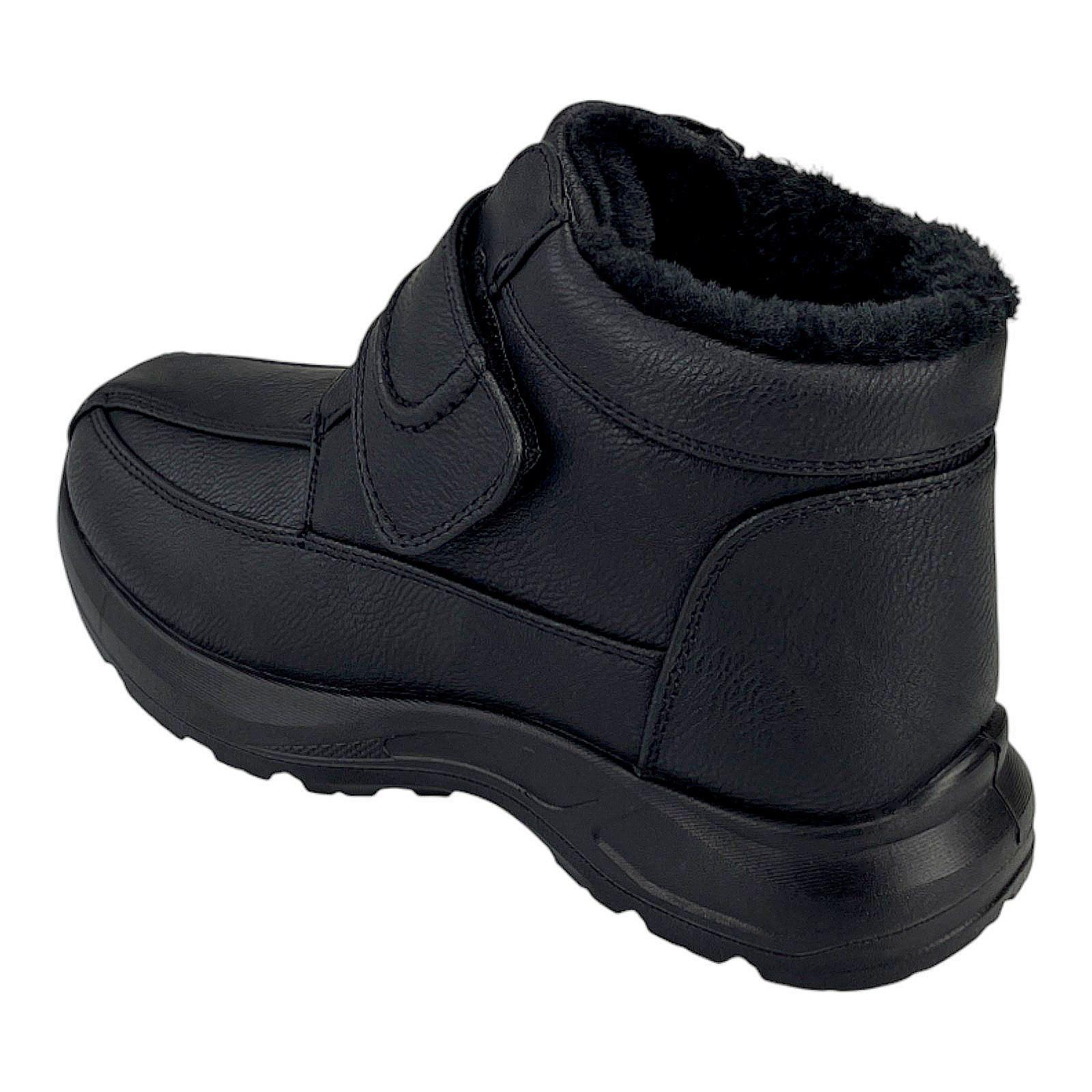  Herren Stiefel Klettverschluss Winterschuhe Gefüttert Boots Stiefeletten 3272 Schwarz 41