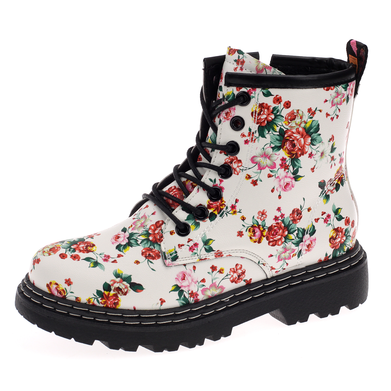 Damen Boots Stiefeletten Stiefel Gefütterte Schuhe Blumen Freizeit 20201-Green-pink