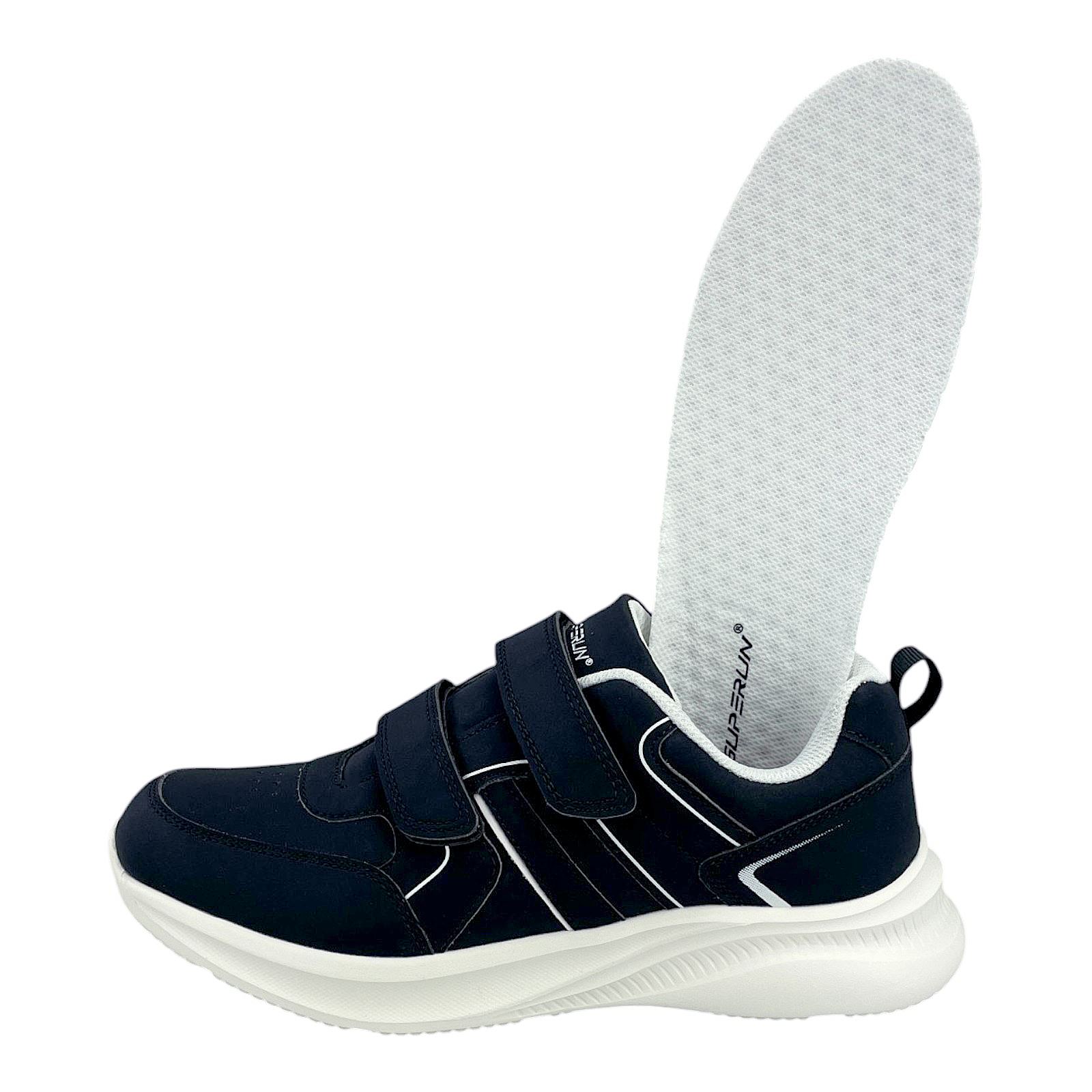 Herren Sneaker Klettverschluss Sportschuhe Freizeitschuhe Leicht Turnschuhe Neu Schwarz Weiß 42