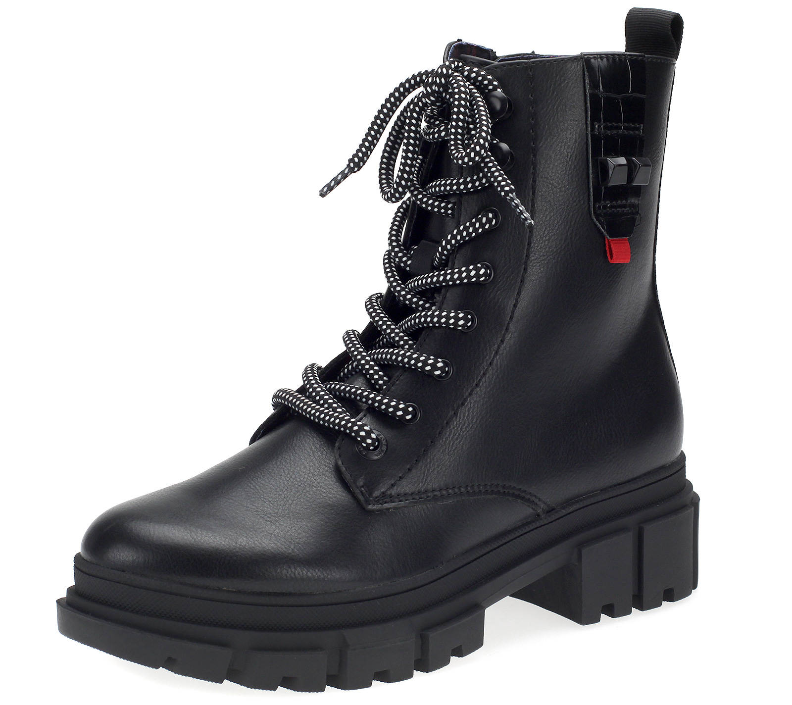 Damen Stiefeletten Combat Schnür-Boots Schuhe Schwarz 5-25214-25-001-black
