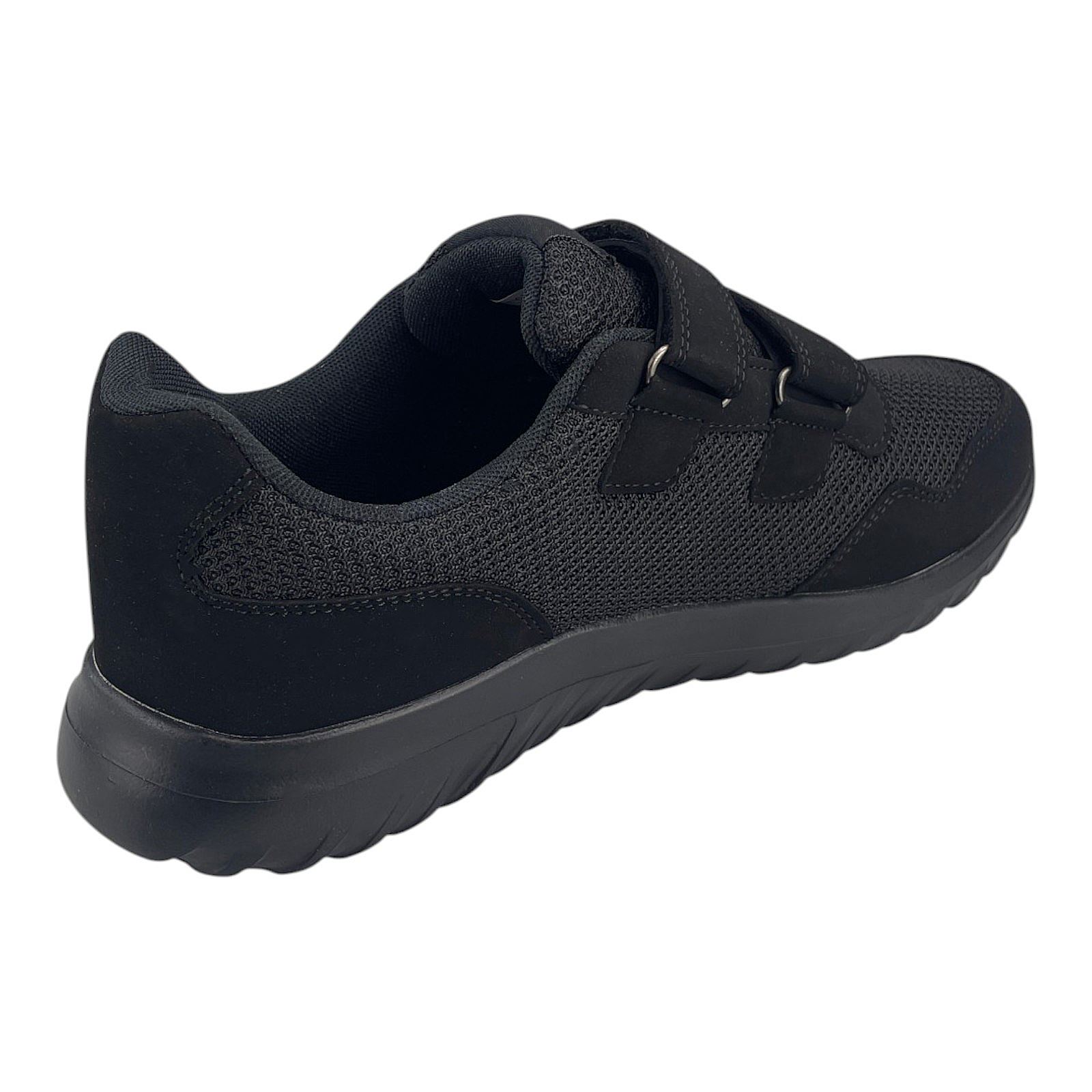 Herren Sneaker Klettverschluss Textil Sportschuhe Freizeit Leicht Turnschuhe NEU Schwarz 44