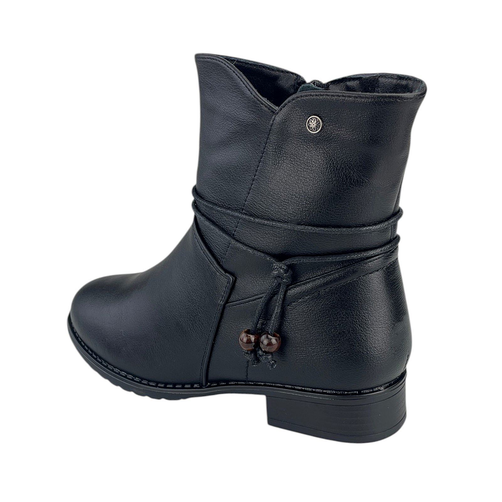 Damen Stiefel Boots Winterstiefel Gefüttert Blockabsatz Profilsohle Leder-Optik
