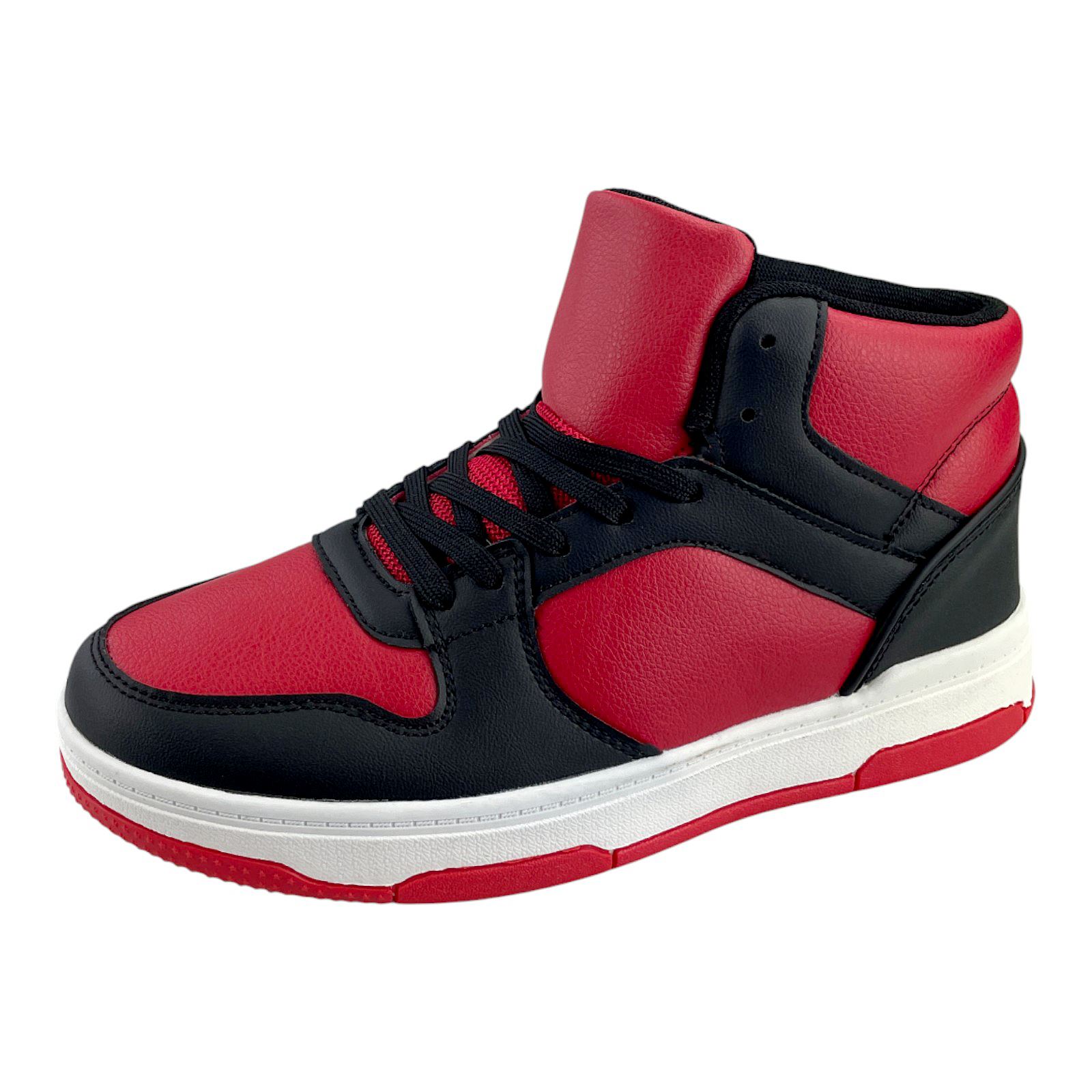 Herren Damen Sneaker High Top Sport Schnürer Basketball Wintersneaker Schuhe Schwarz Rot 46