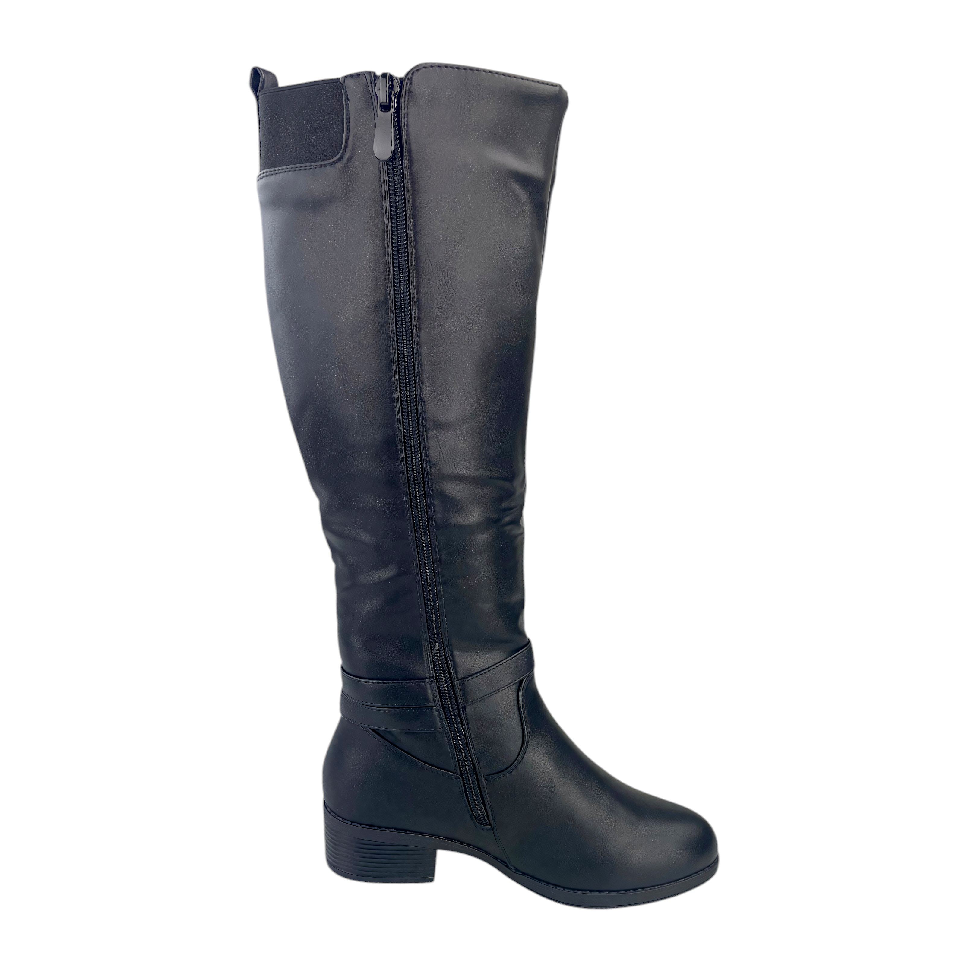 Damen Stiefel Boots Winterstiefel Gefüttert Blockabsatz Profilsohle Leder-Optik