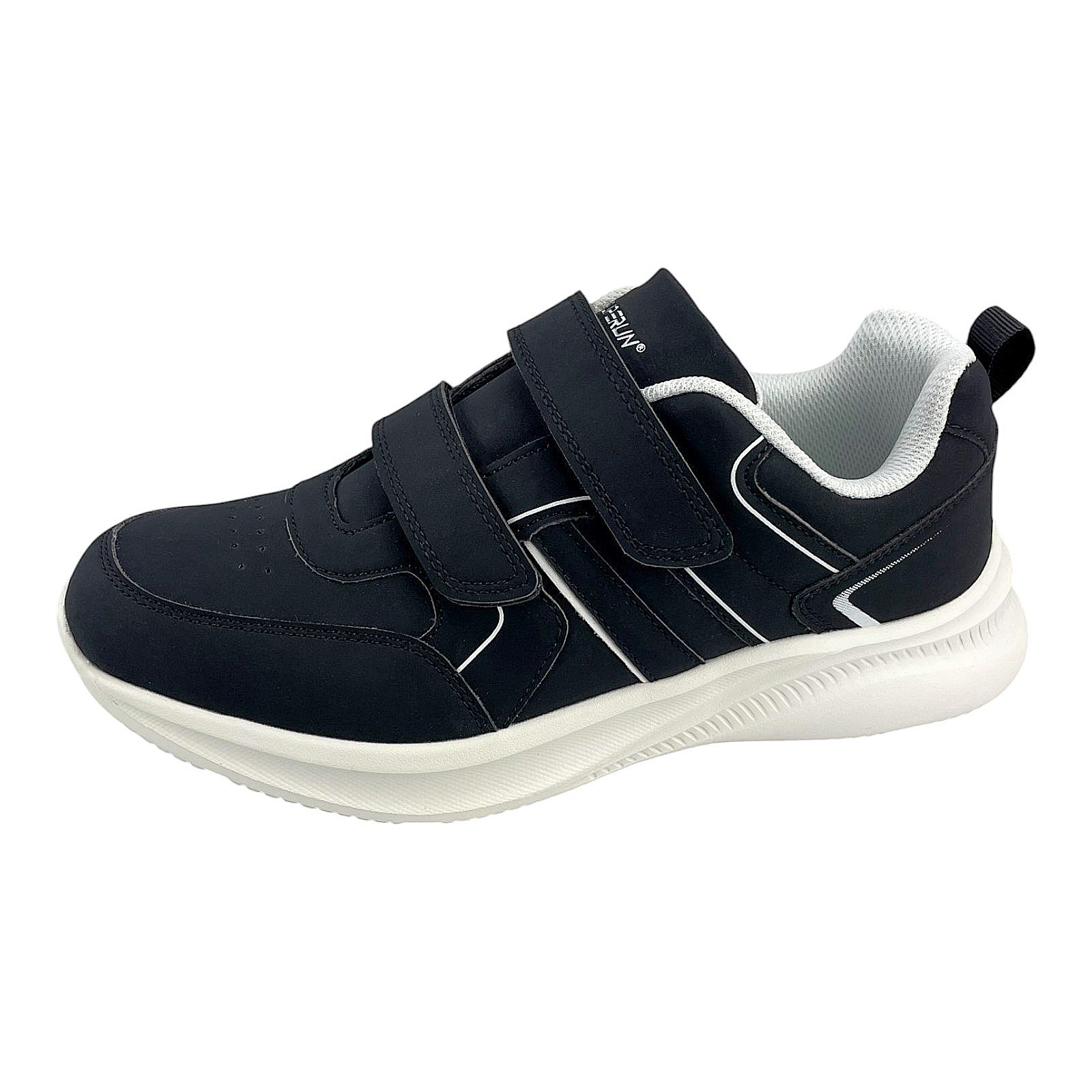 Herren Sneaker Klettverschluss Sportschuhe Freizeitschuhe Leicht Turnschuhe Neu Schwarz Weiß 42