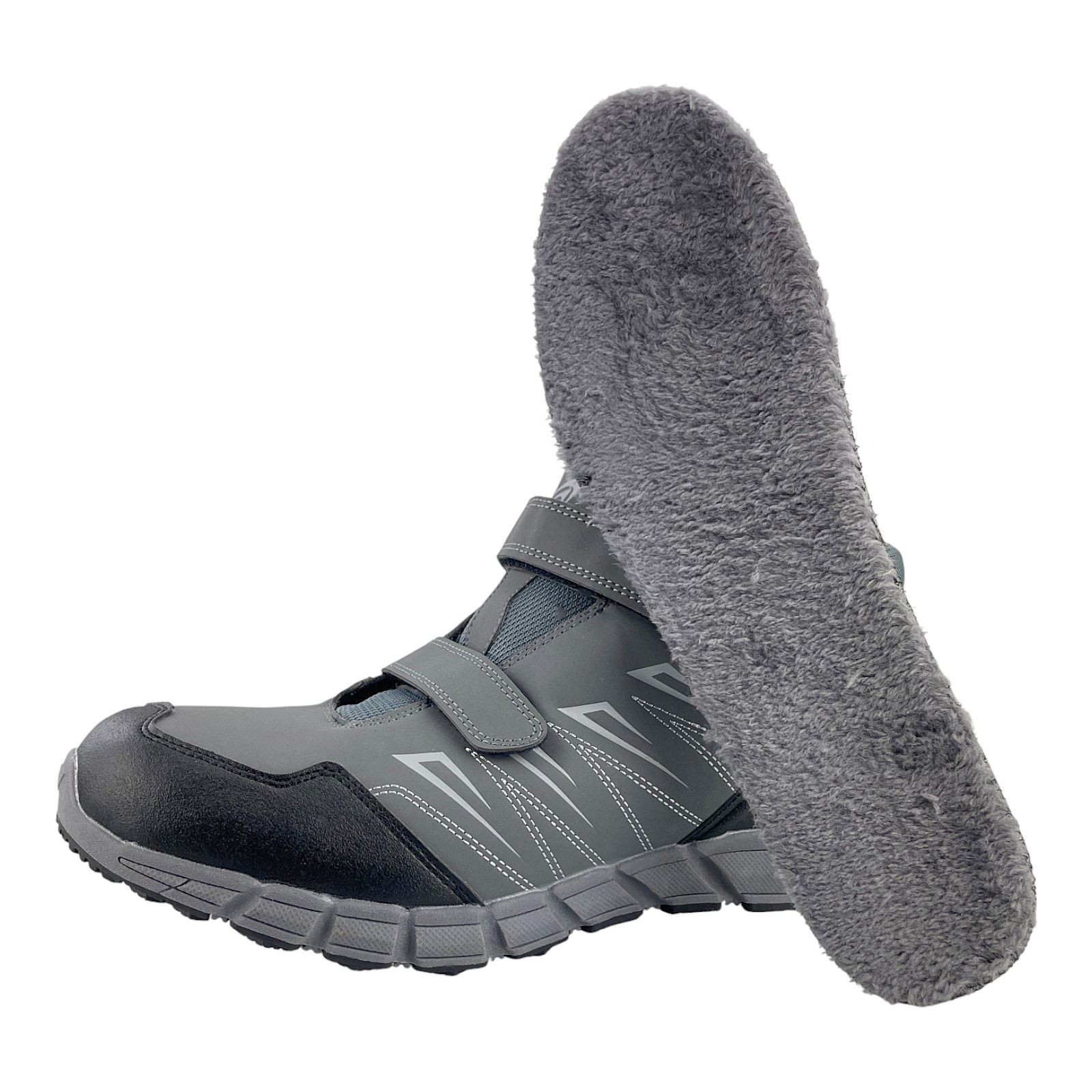 Herren Stiefel Übergröße Gefütterte Schuhe Trekkingschuhe Outdoorschuhe Boots Grau Weiß 50