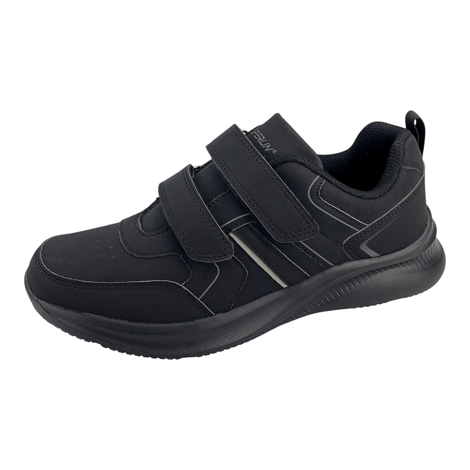 Herren Sneaker Klettverschluss Sportschuhe Freizeitschuhe Leicht Turnschuhe Neu Schwarz 44