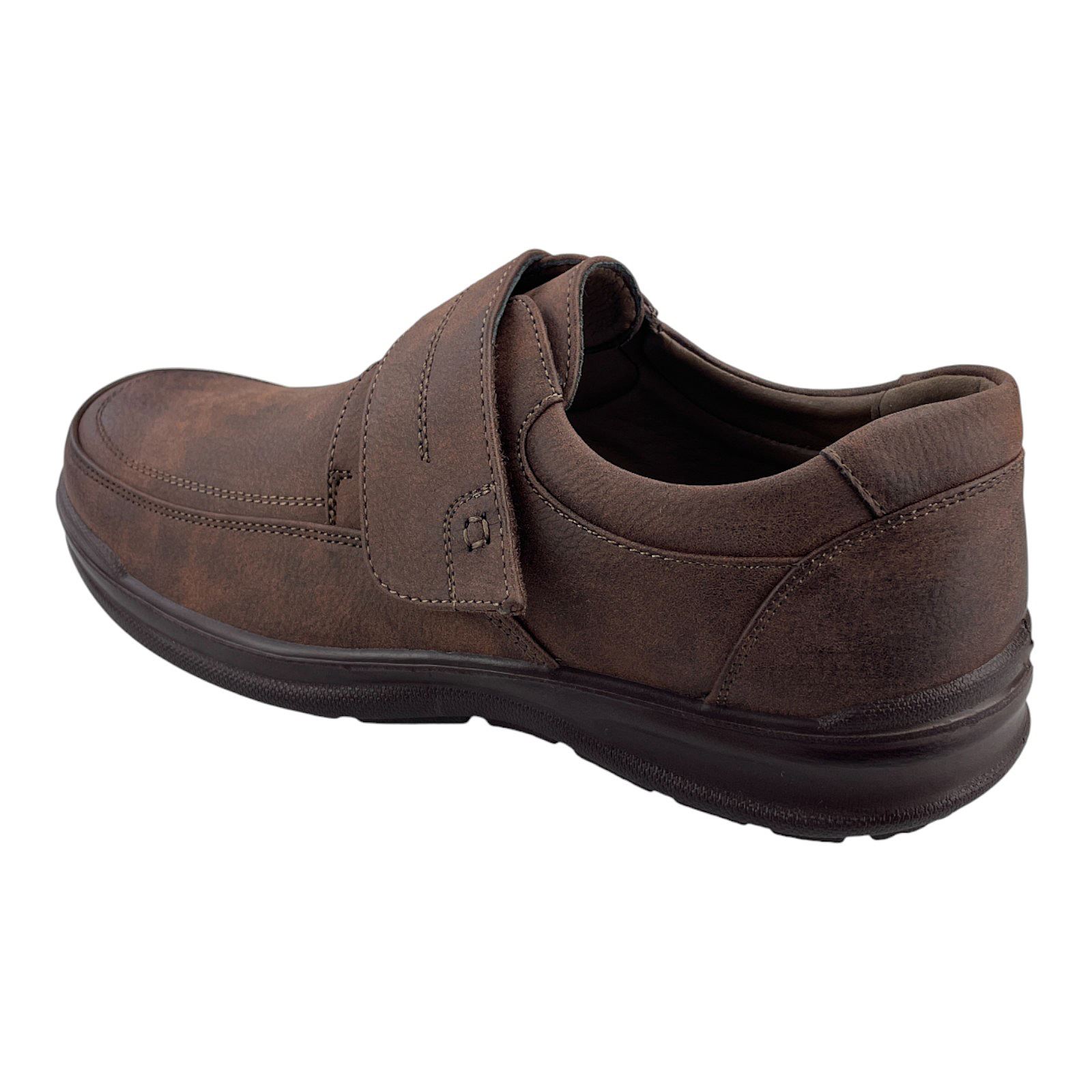 Herren Halbschuhe Klettverschluss Slipper Mokassins Schlupfschuhe Schuhe Neu Braun EUR 42