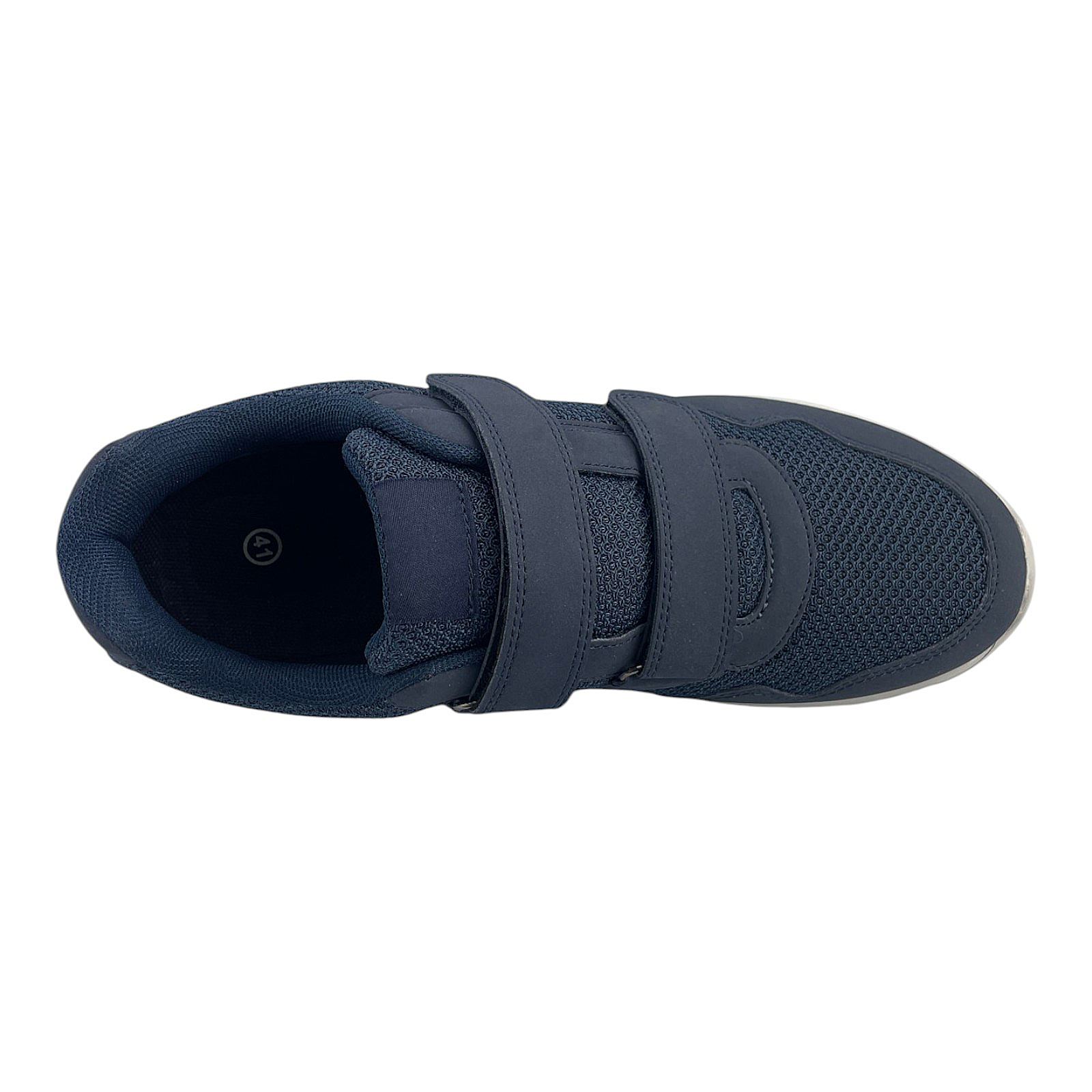 Herren Sneaker Klettverschluss Textil Sportschuhe Freizeit Leicht Turnschuhe NEU Blau 42