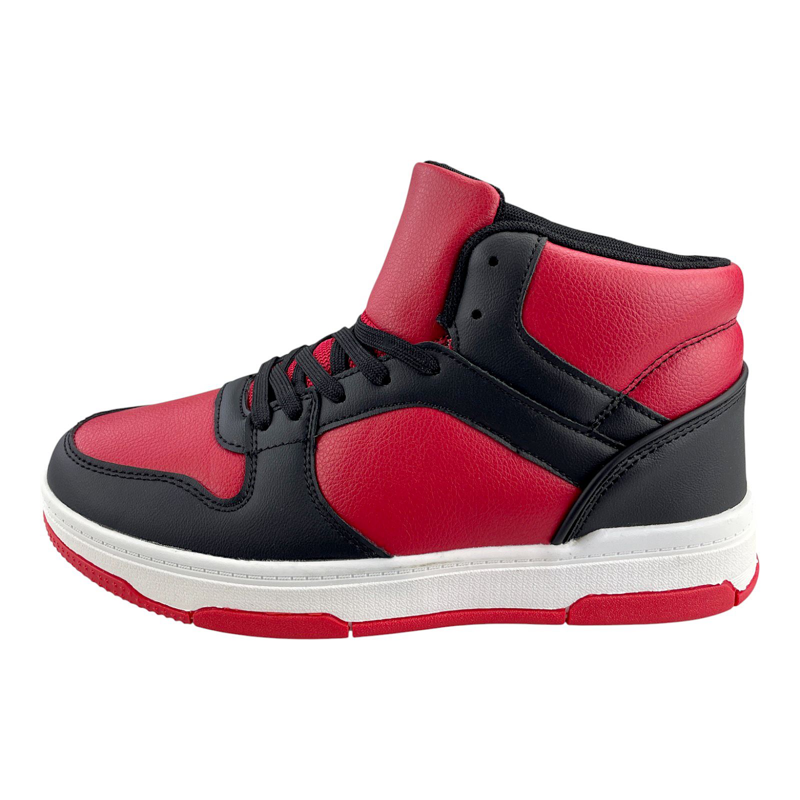 Herren Damen Sneaker High Top Sport Schnürer Basketball Wintersneaker Schuhe Schwarz Rot 46