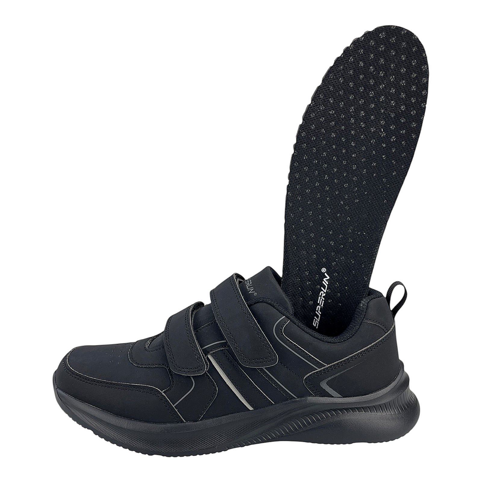 Herren Sneaker Klettverschluss Sportschuhe Freizeitschuhe Leicht Turnschuhe Neu Schwarz 44