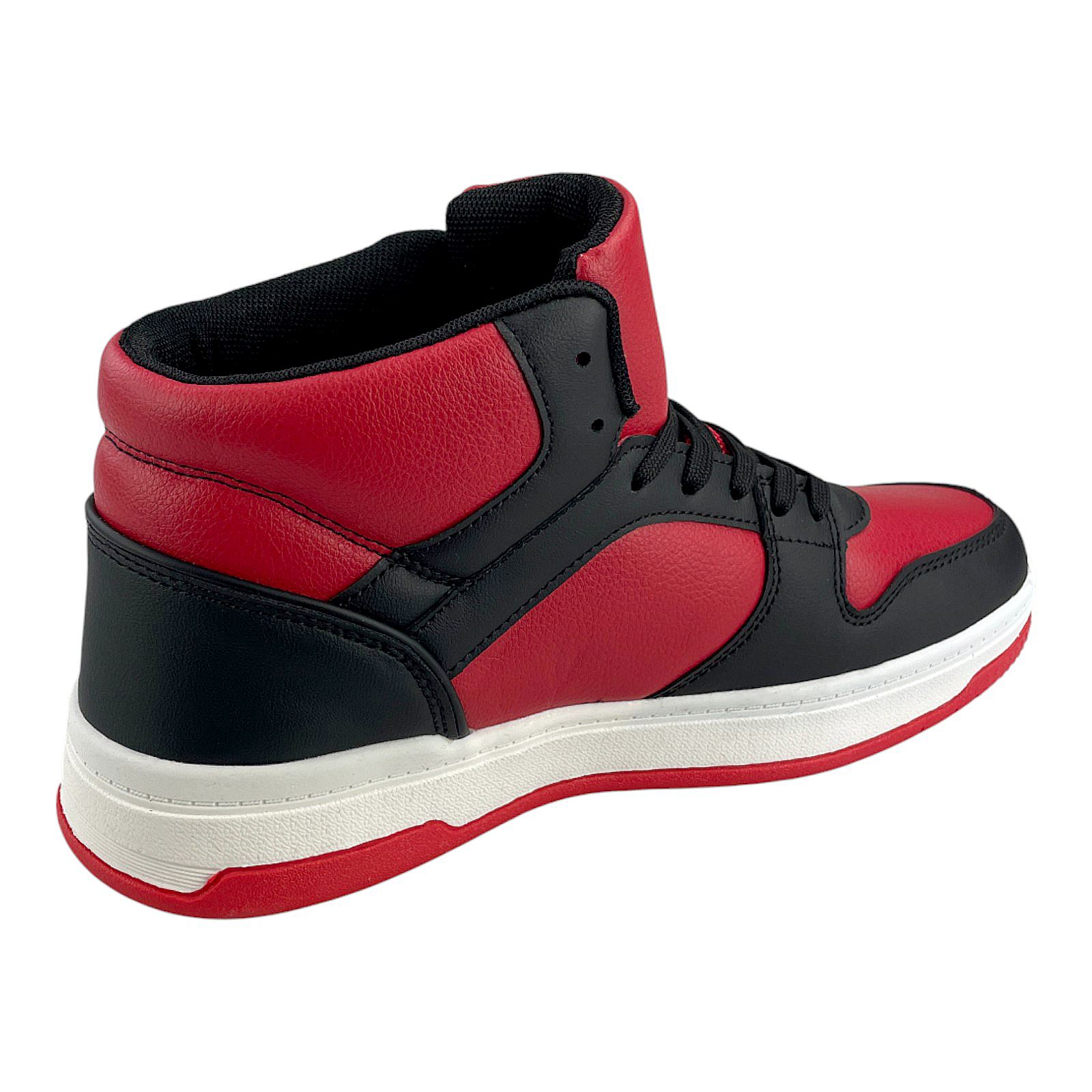 Herren Damen Sneaker High Top Sport Schnürer Basketball Wintersneaker Schuhe Schwarz Rot 46