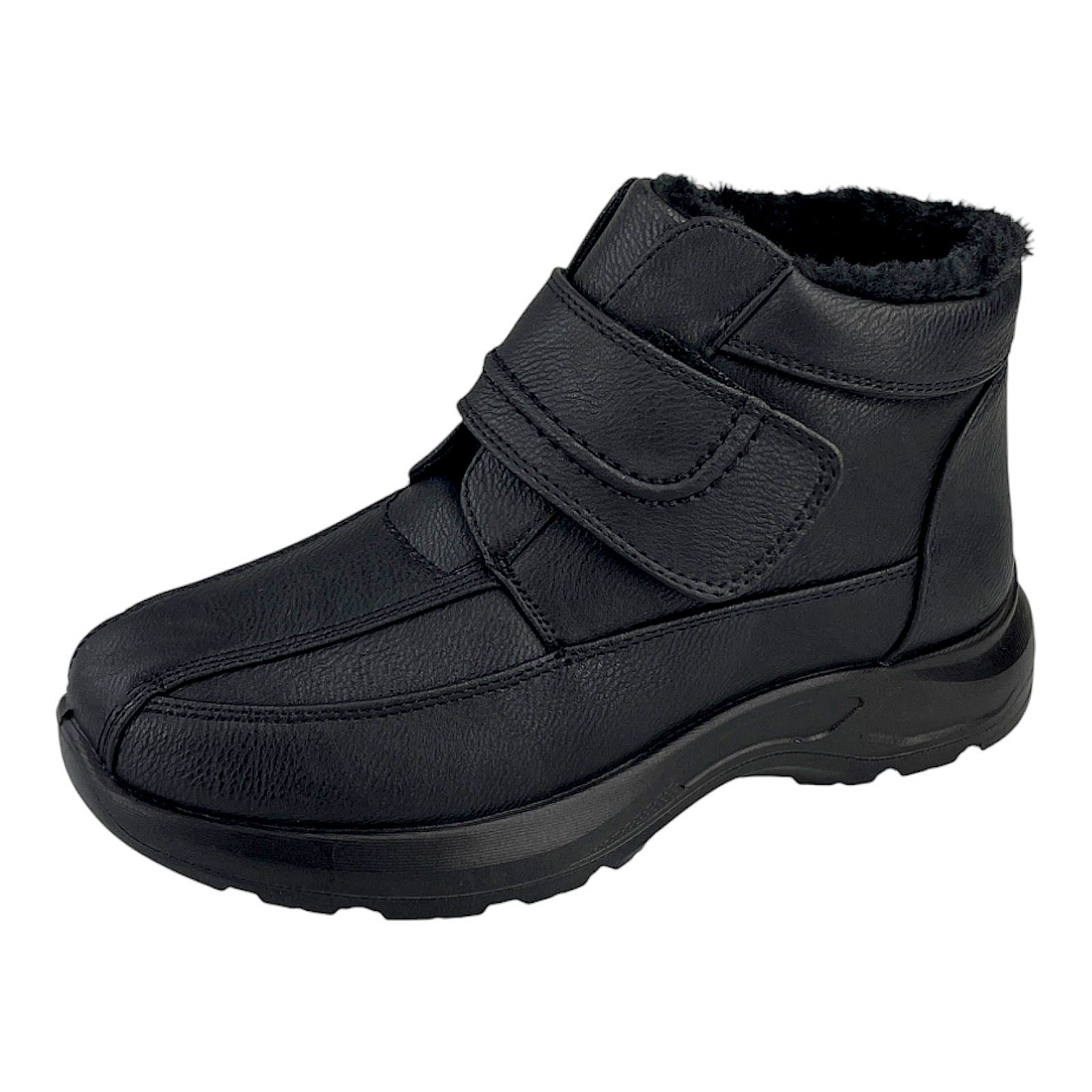  Herren Stiefel Klettverschluss Winterschuhe Gefüttert Boots Stiefeletten 3272 Schwarz 41